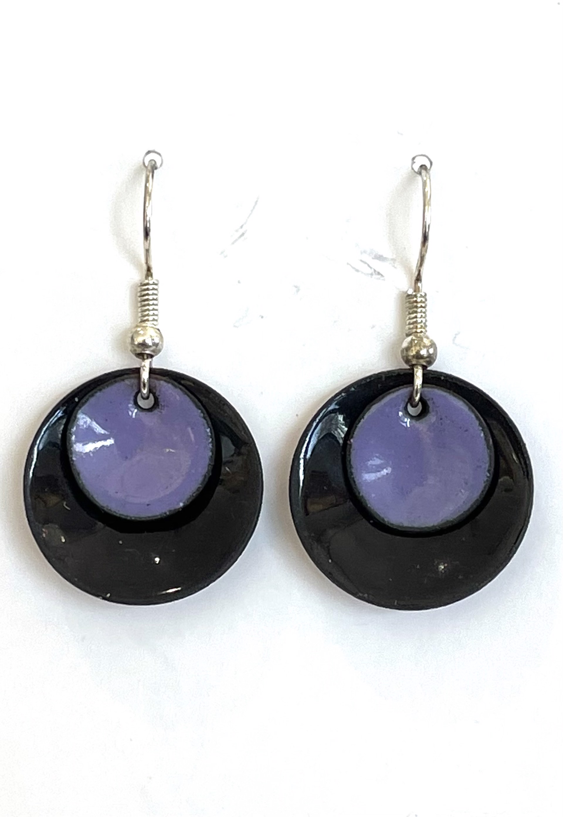 CT 1.1 Double Dots Black and Purple Earrings by Cathy Talbot