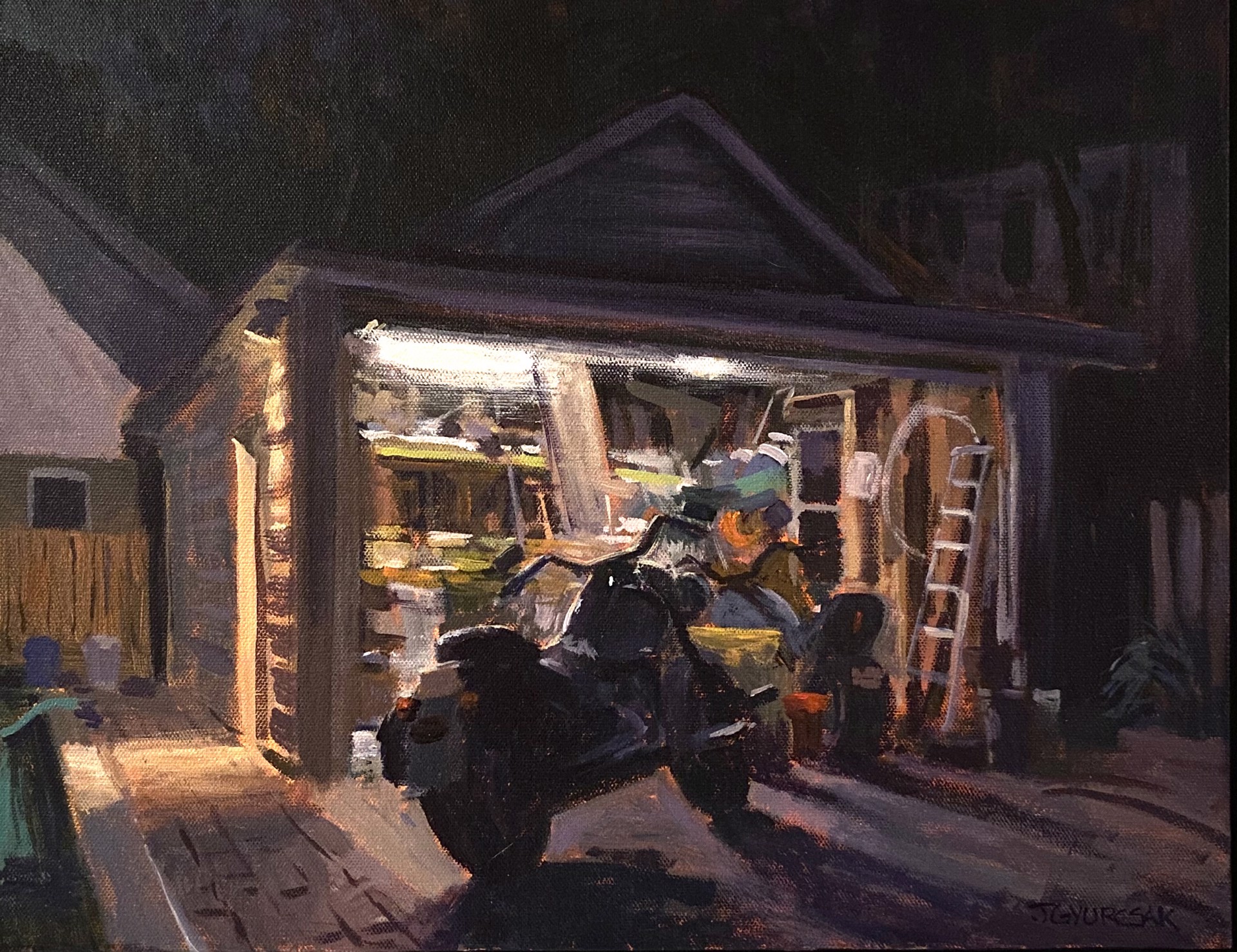 "Jim's Garage" original oil painting by Joe Gyurcsak