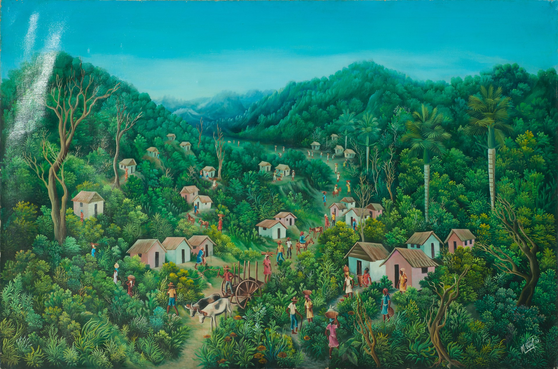 Rural town #8-1-93GSN by Maurice Vital (Haitian, 1949)