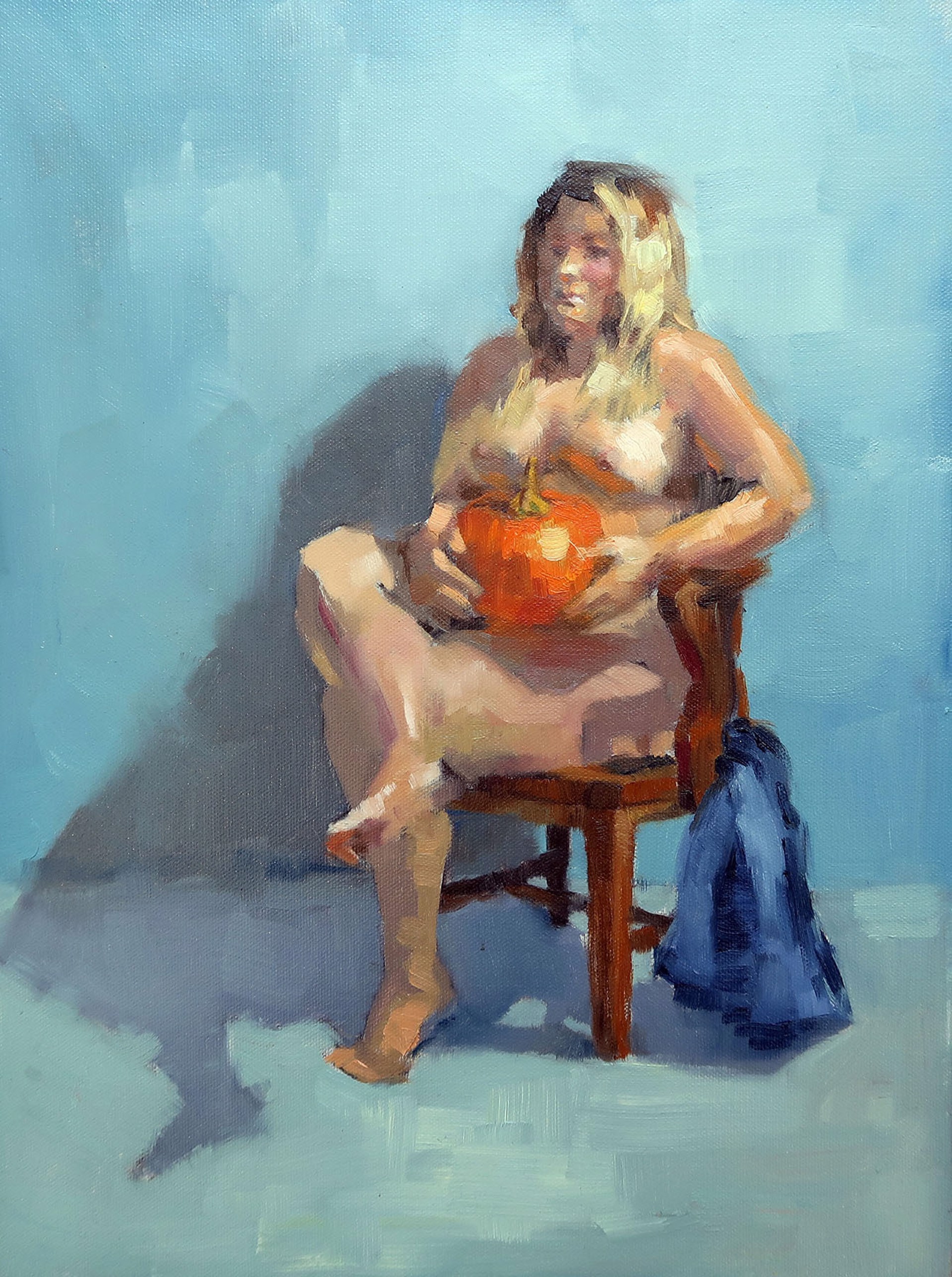 Seated Figure with Pumpkin by Stephen Massaro