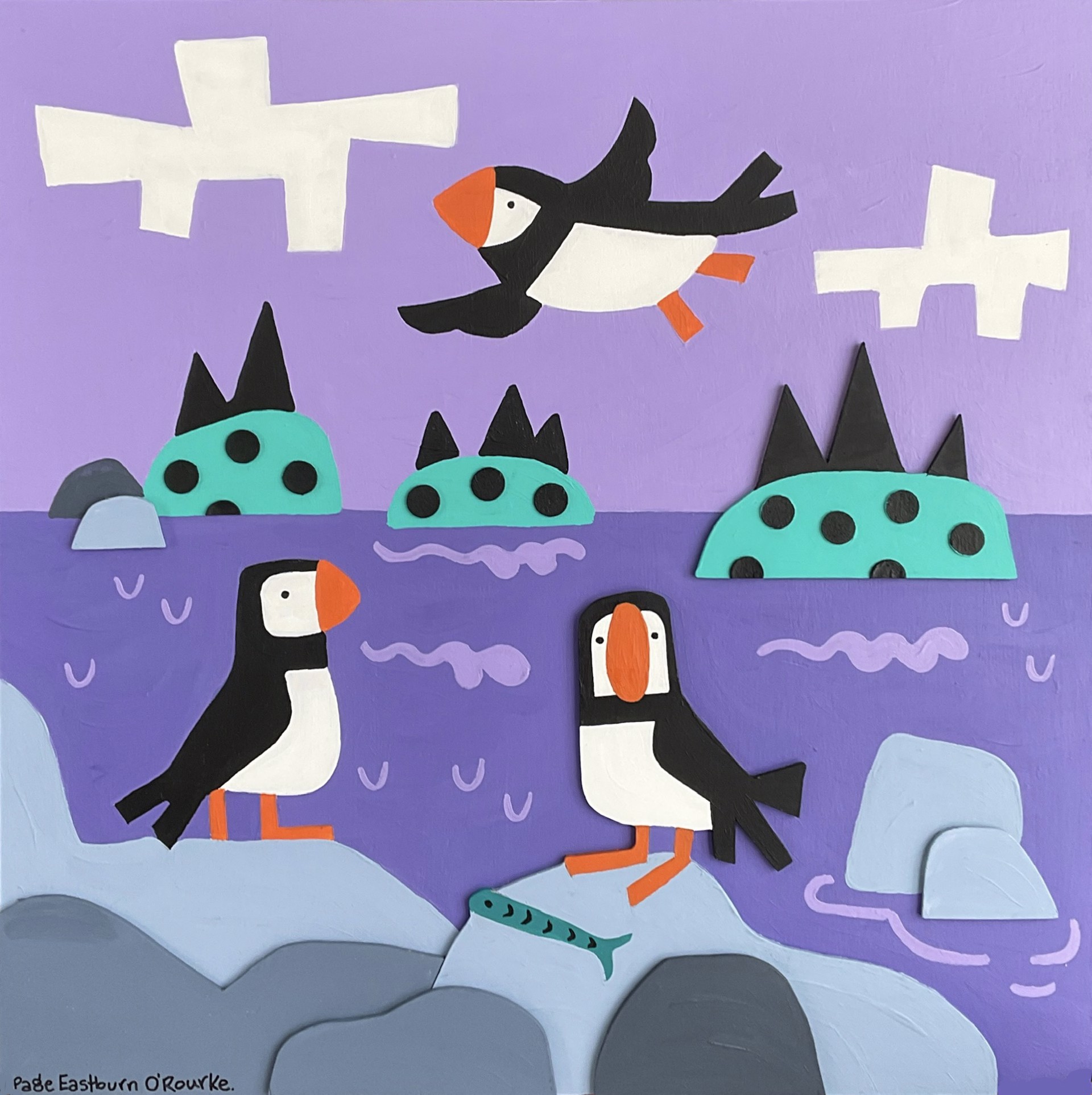 Eastern Egg Rock Puffins by Page Eastburn O'Rourke