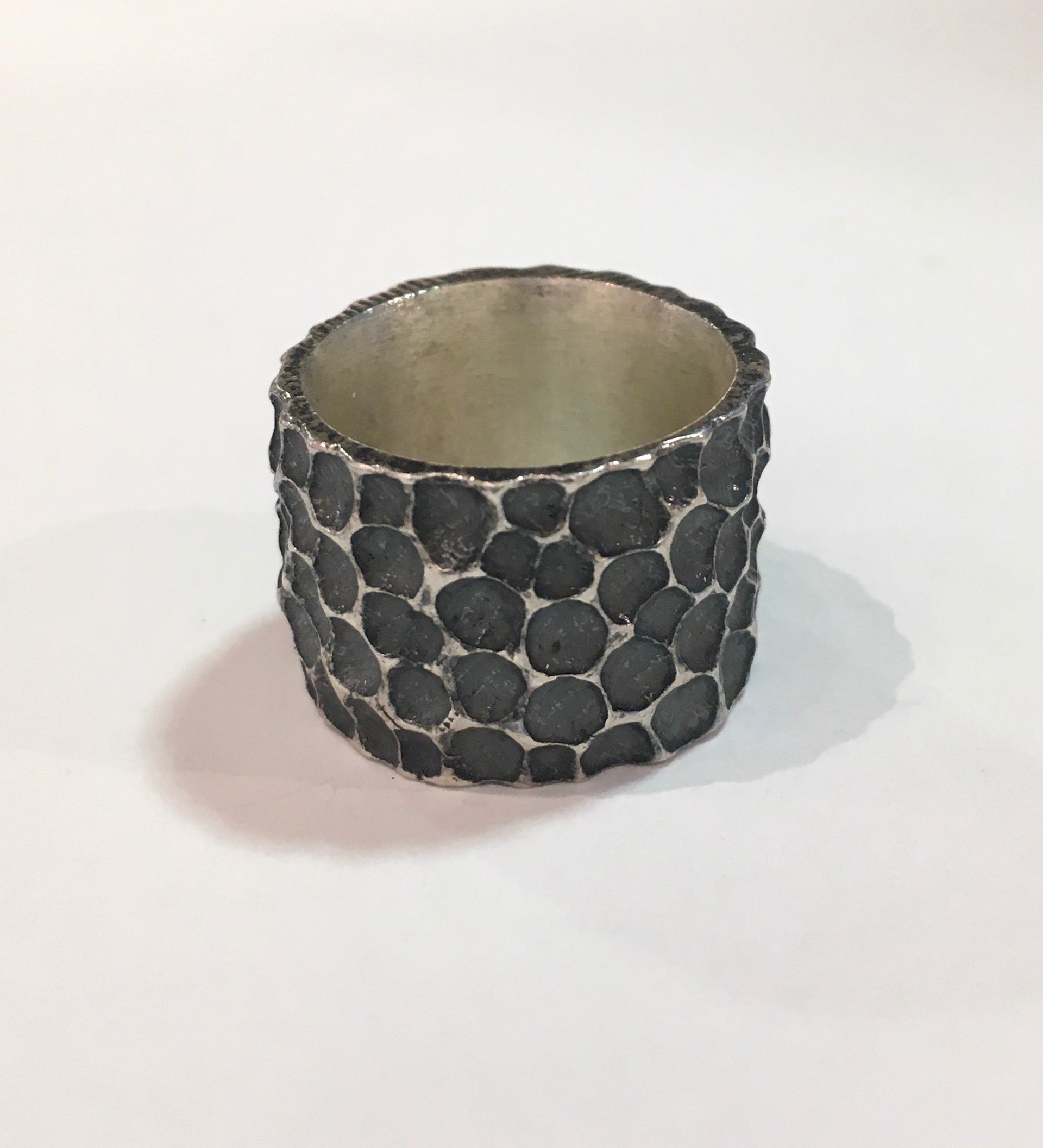 Wide Oxidized Silver Band by DAHLIA KANNER