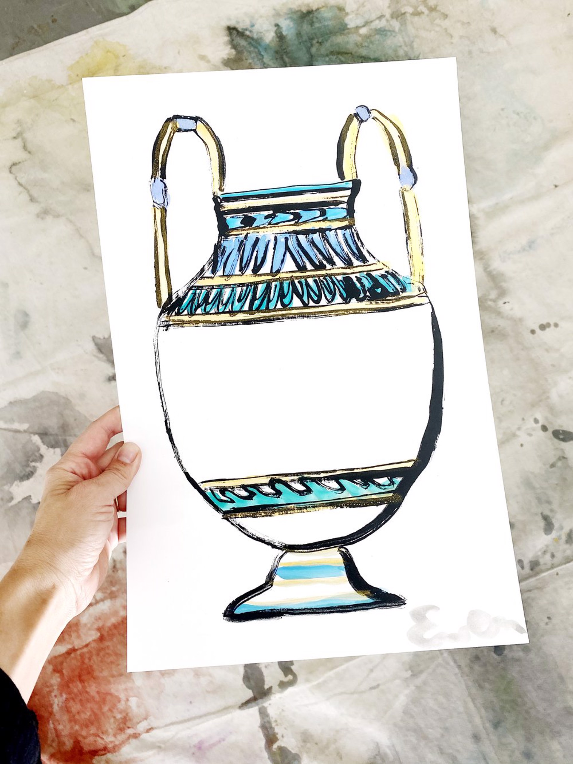 Amphora, Blue, Green & Gold by Anne-Louise Ewen