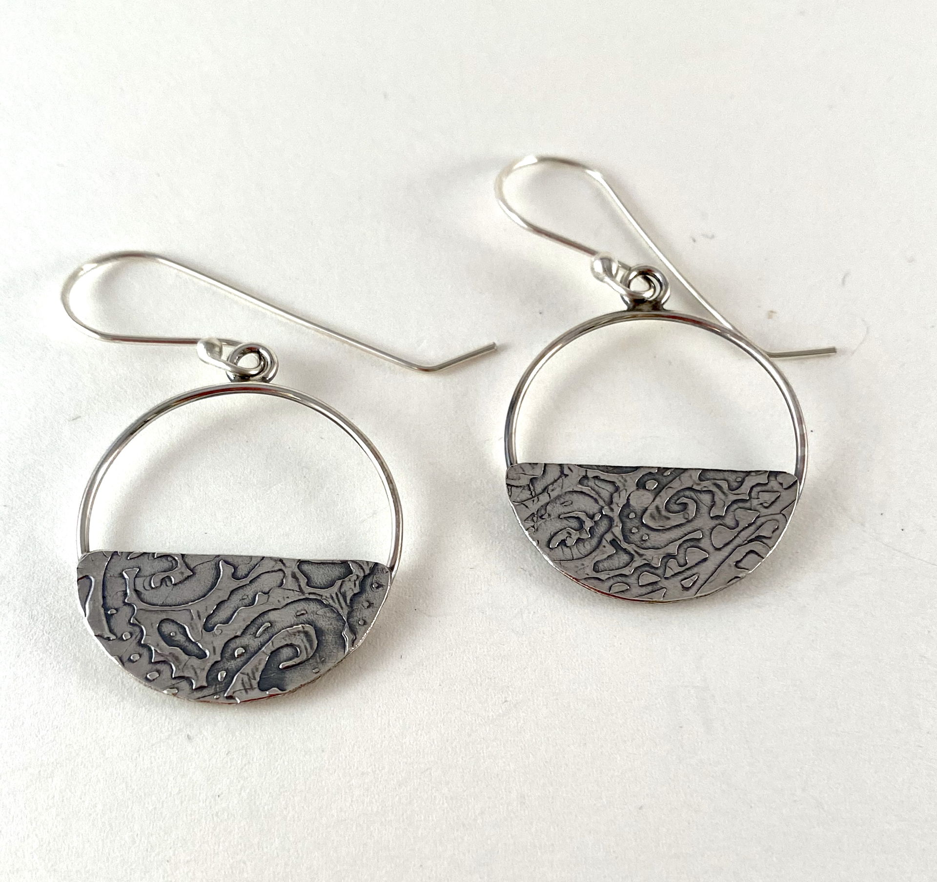 Silver Circle Earrings, Hand Rolled Design by Anne Bivens
