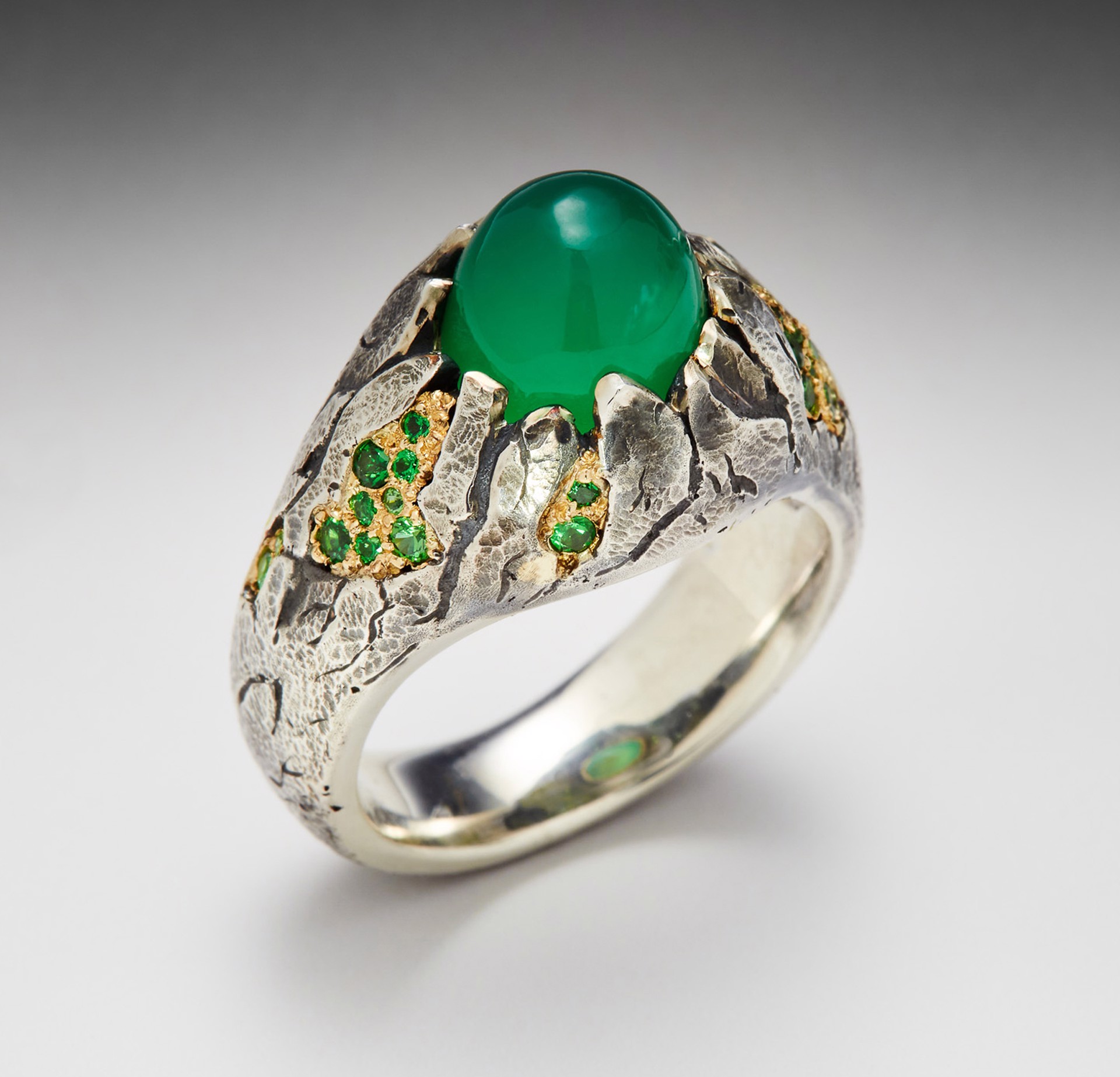 Emerge Ring with Chrysoprase by Thomas Tietze