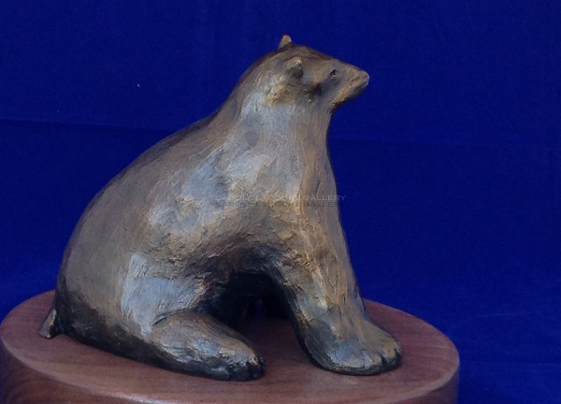 Small Polar Bear - Bronze with Swivel Base by Carole LaRoche