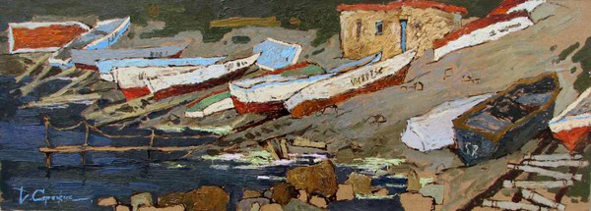 Boats on the Beach by Denis Sarazhin