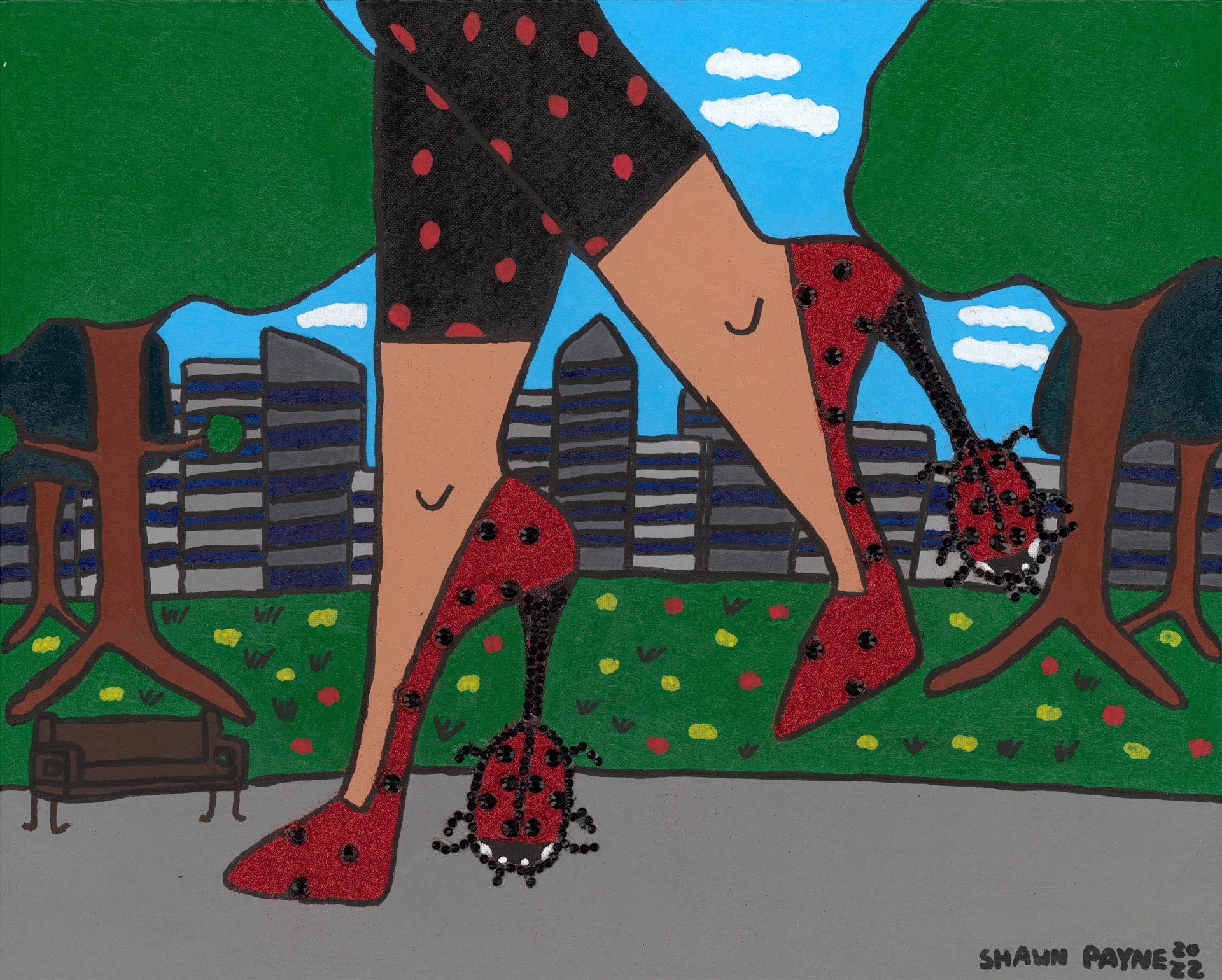 Ladybug Heels in the Park (FRAMED) by Shawn Payne