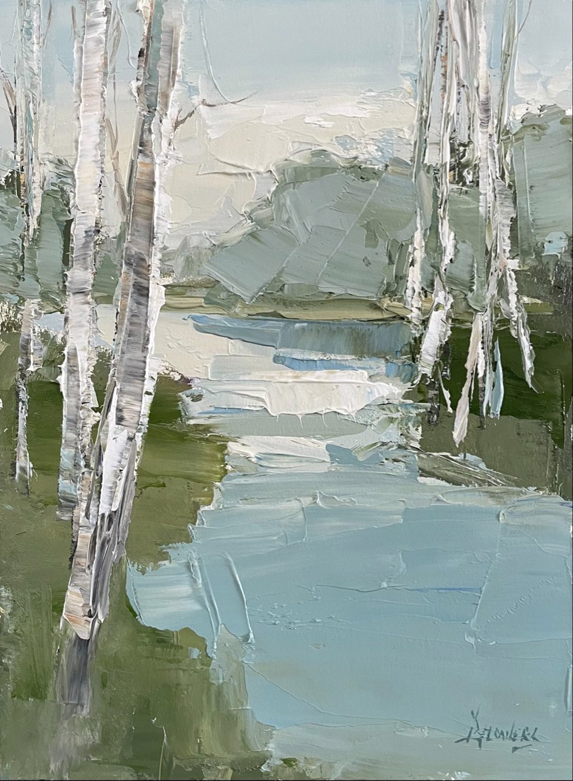 Birch And Water by Barbara Flowers