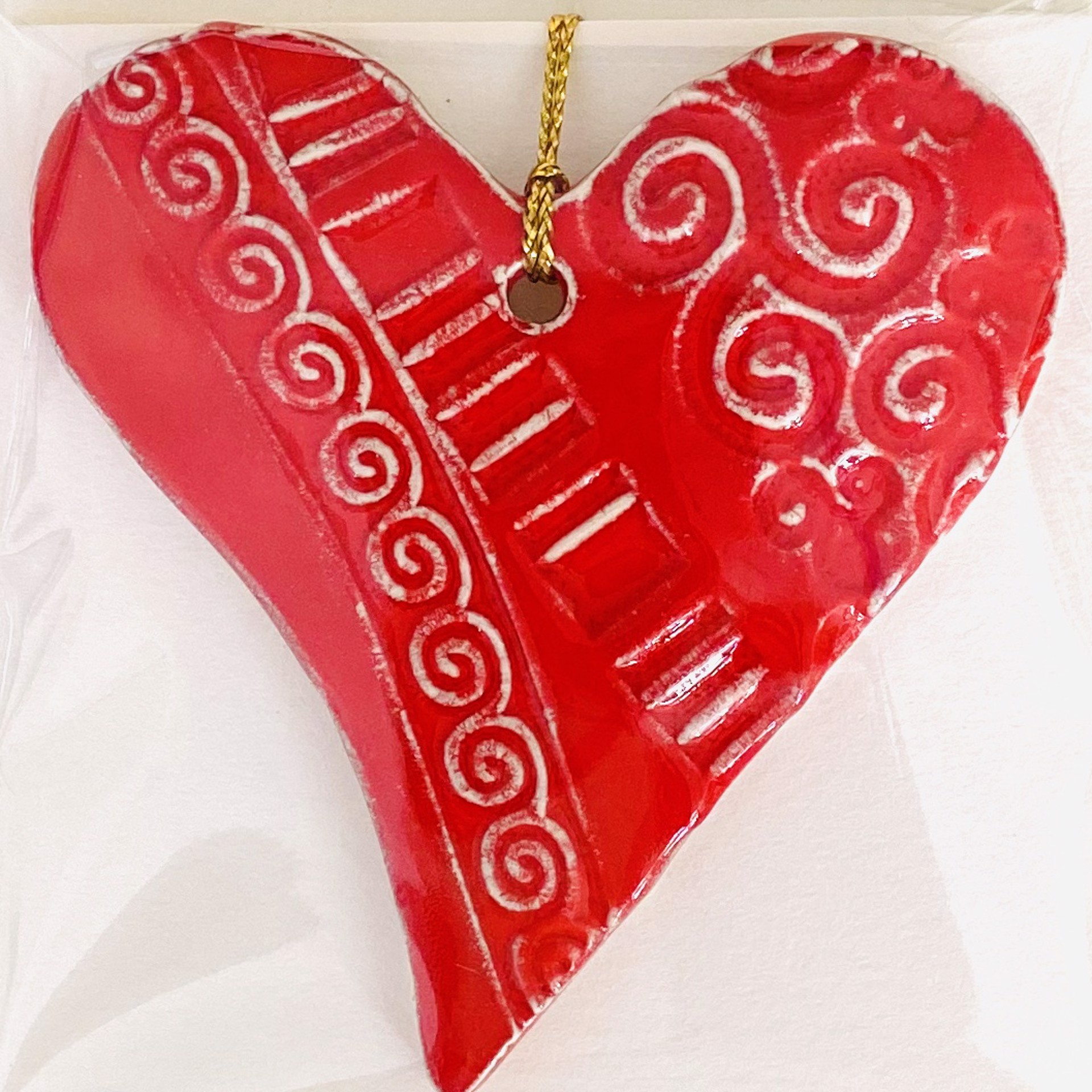 Heart Ornament-Red, assorted designs by Marty Biernbaum