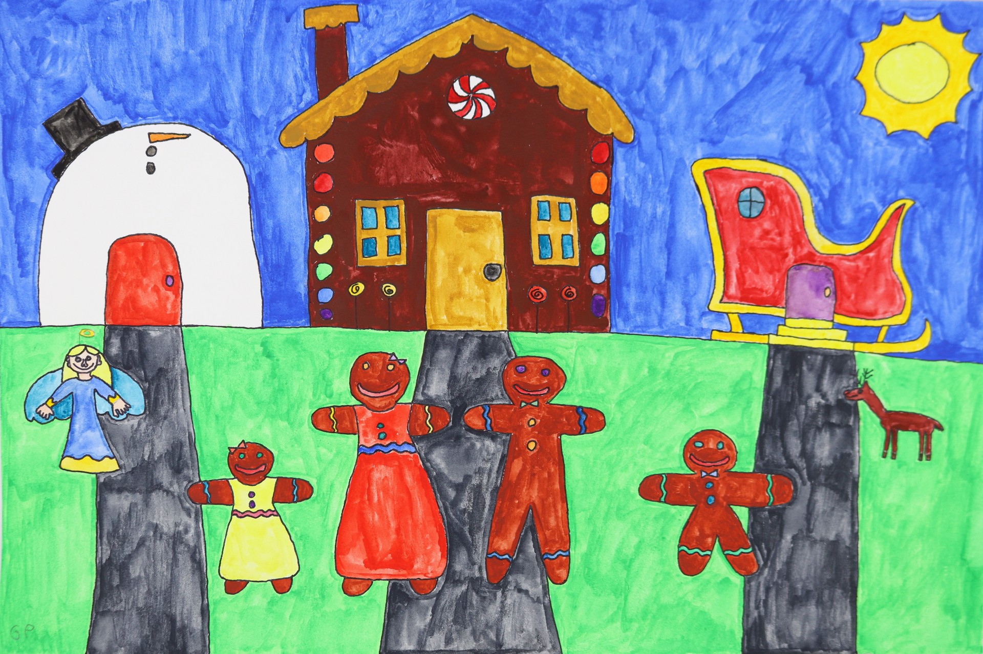 Gingerbread Family in the Village by Gillian Patterson