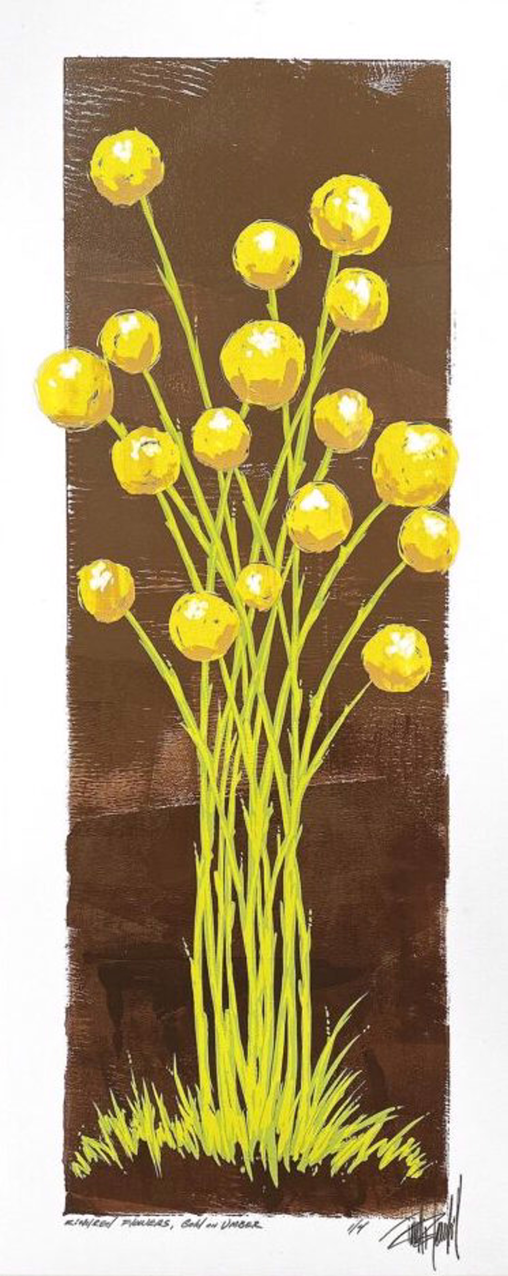 Kindred Flowers, Gold on Umber by Terrell Thornhill