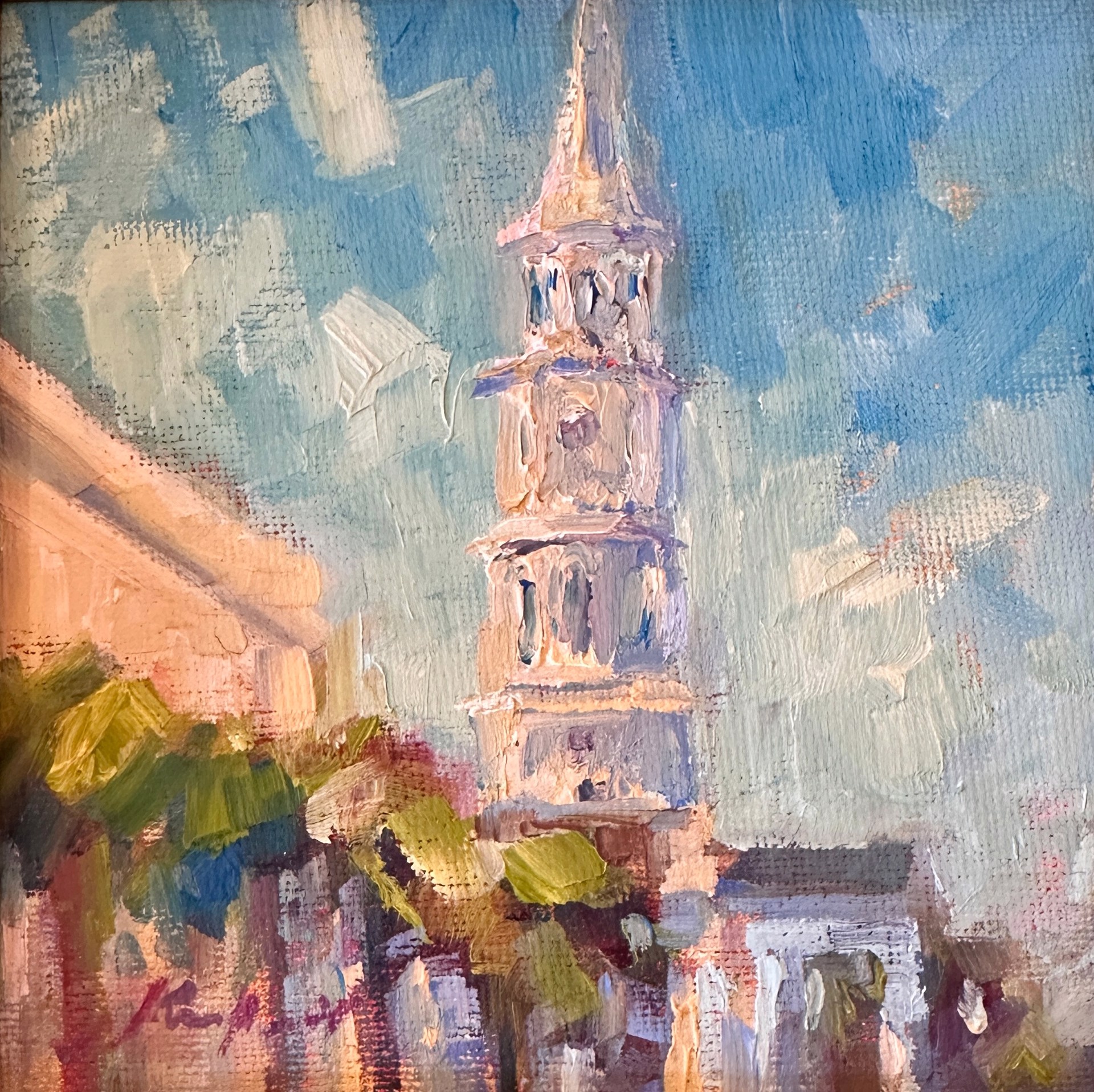 "Church on Broad St" Original oil painting by Karen Hewitt Hagan