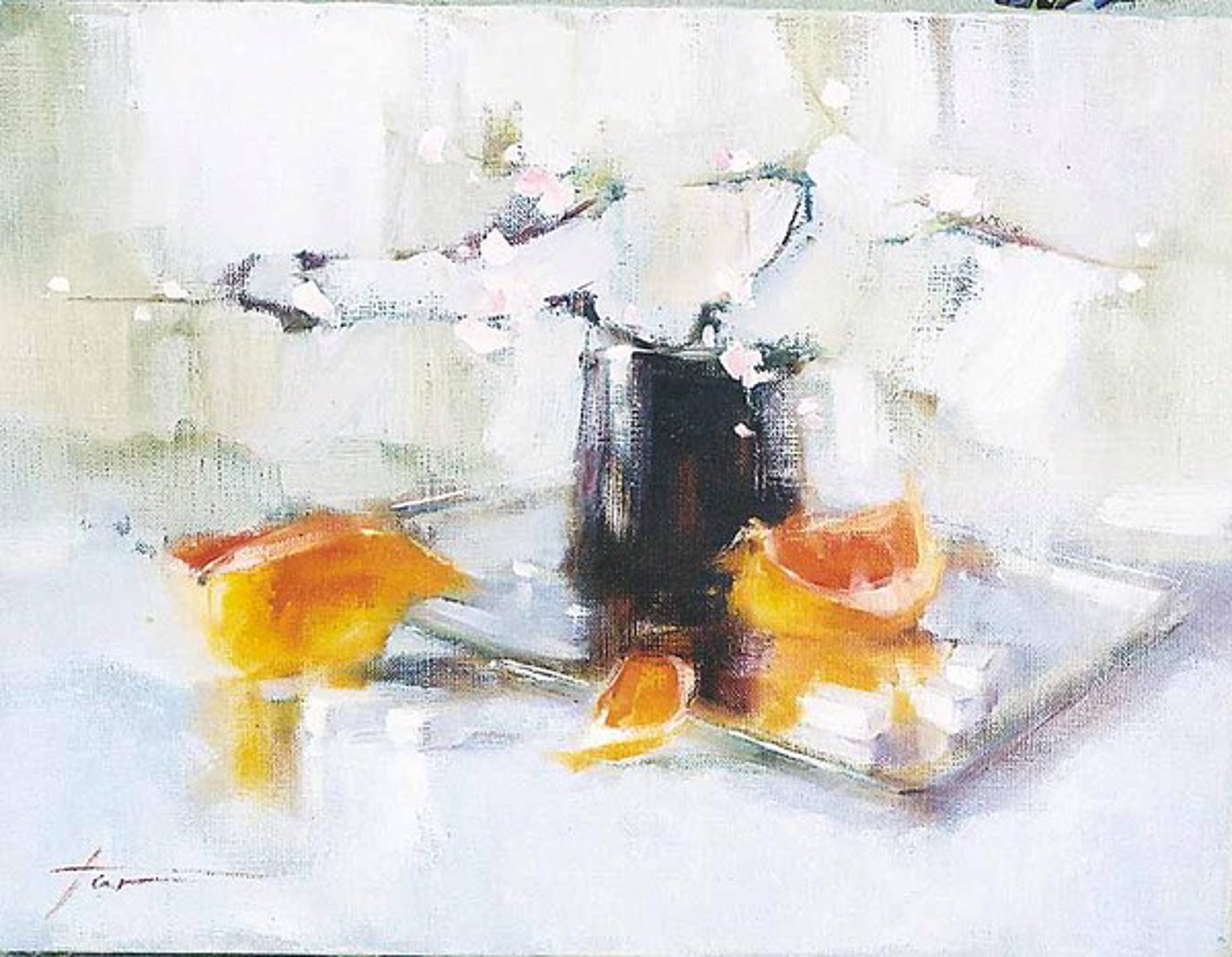 Orange with Almond Flowers by Yana Golubyatnikova