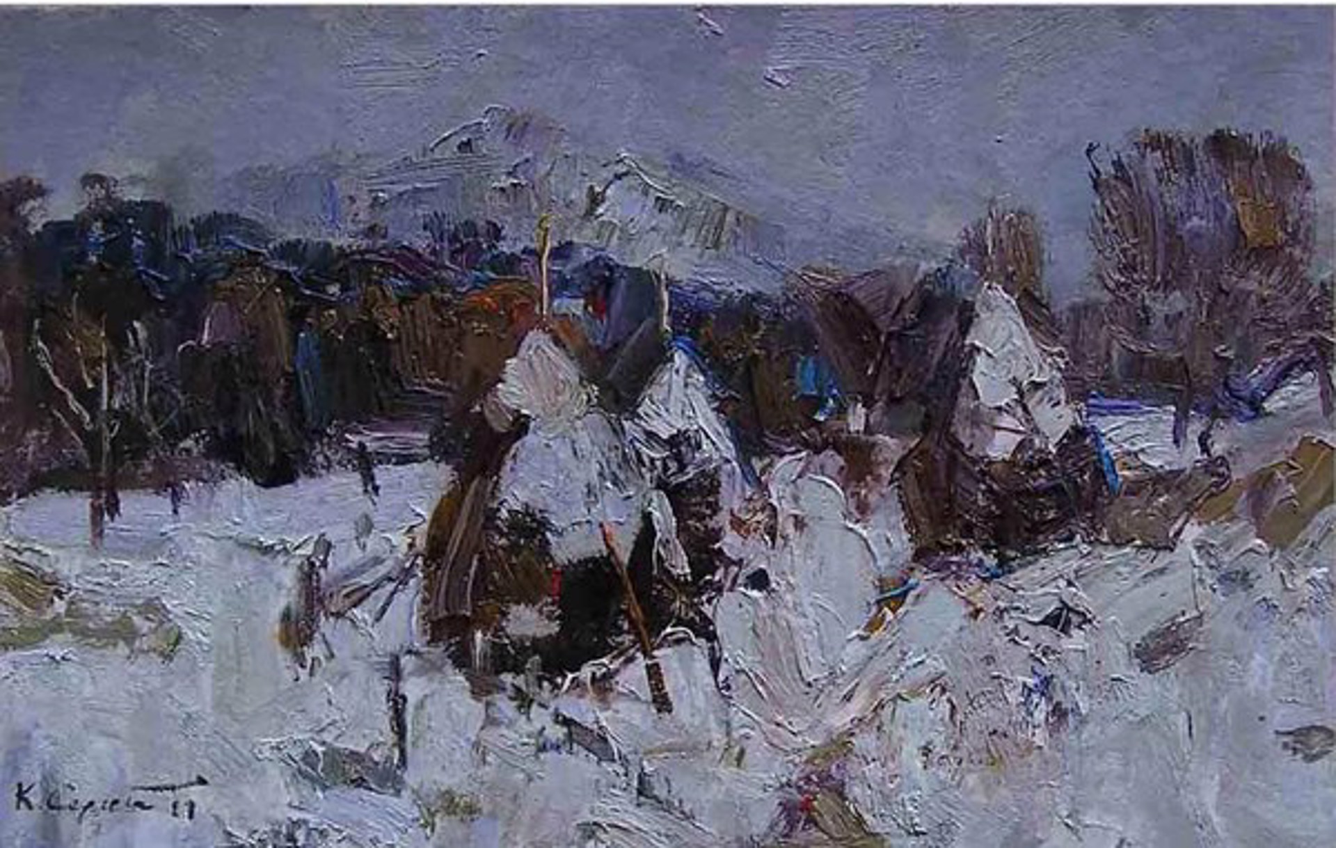 Haystacks In The Snow by Sergei Kovalenko