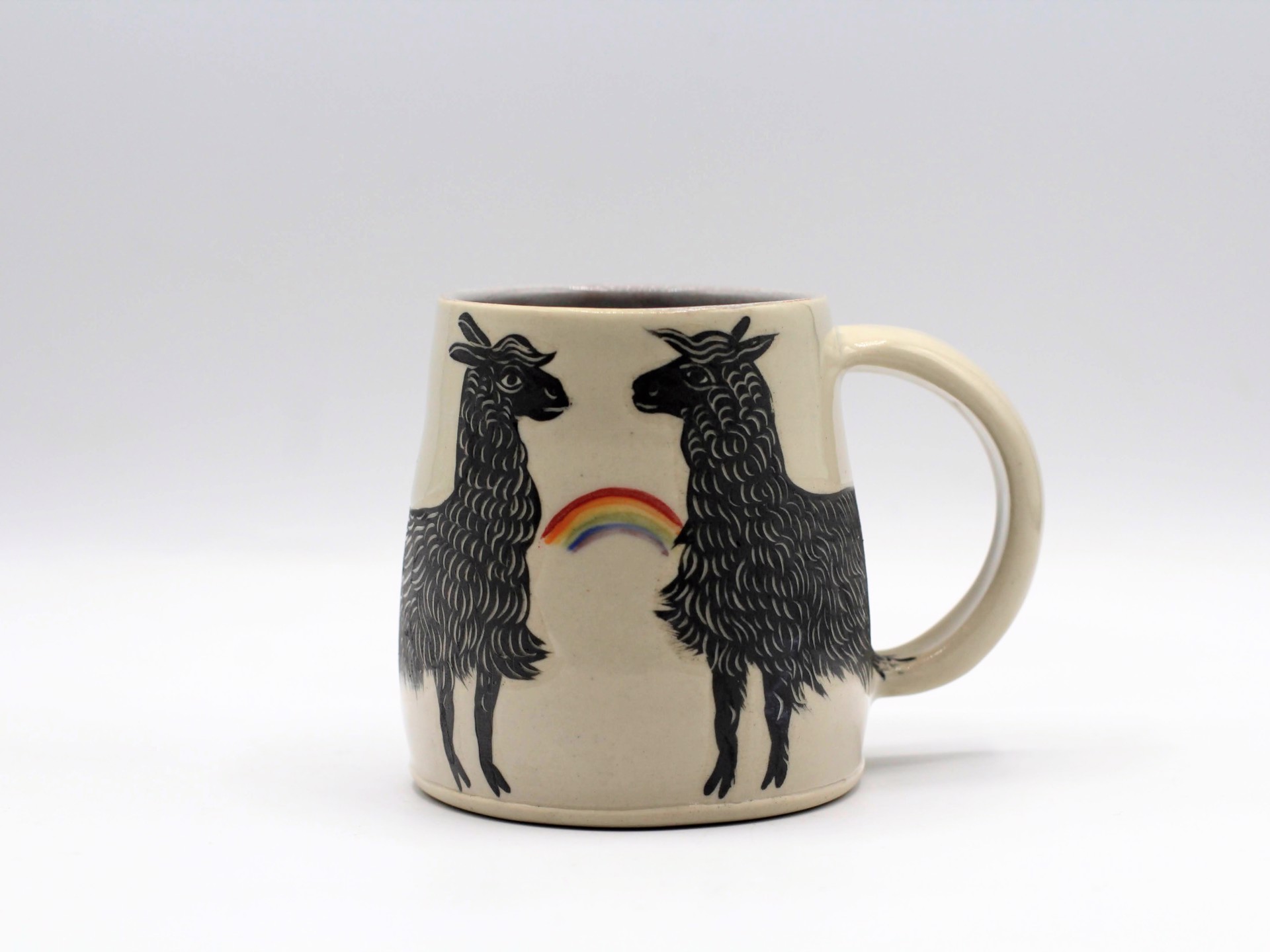 Lamas and Rainbow Handle Mug by Christine Sutton