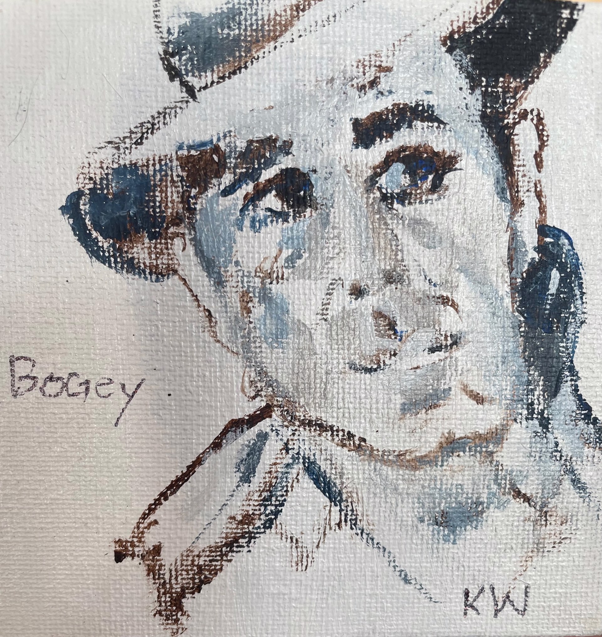 Humphrey Bogart 2 Mini Painting by Kathy Willingham