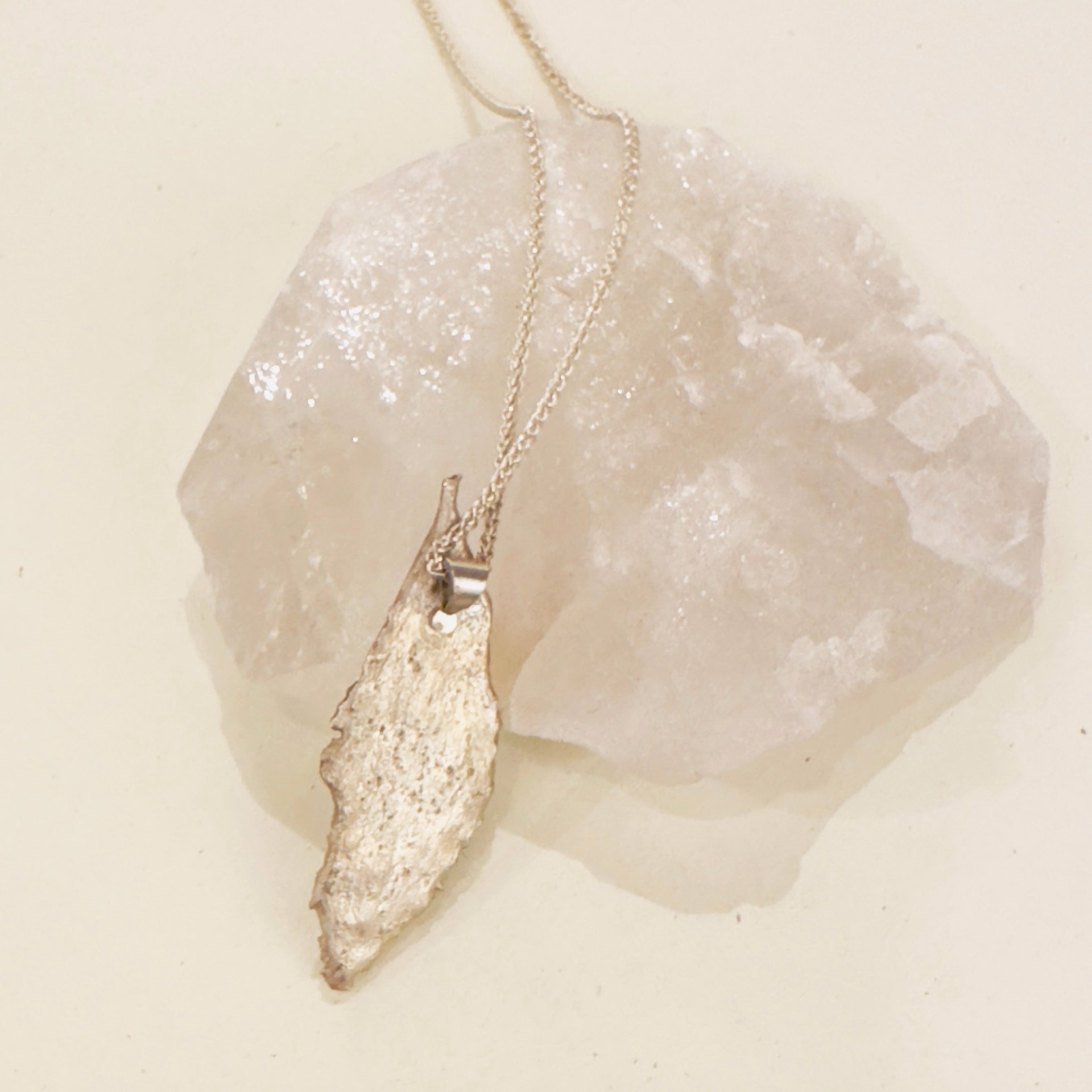 Silver Cast Tea Leaf Necklace by Clementine & Co. Jewelry