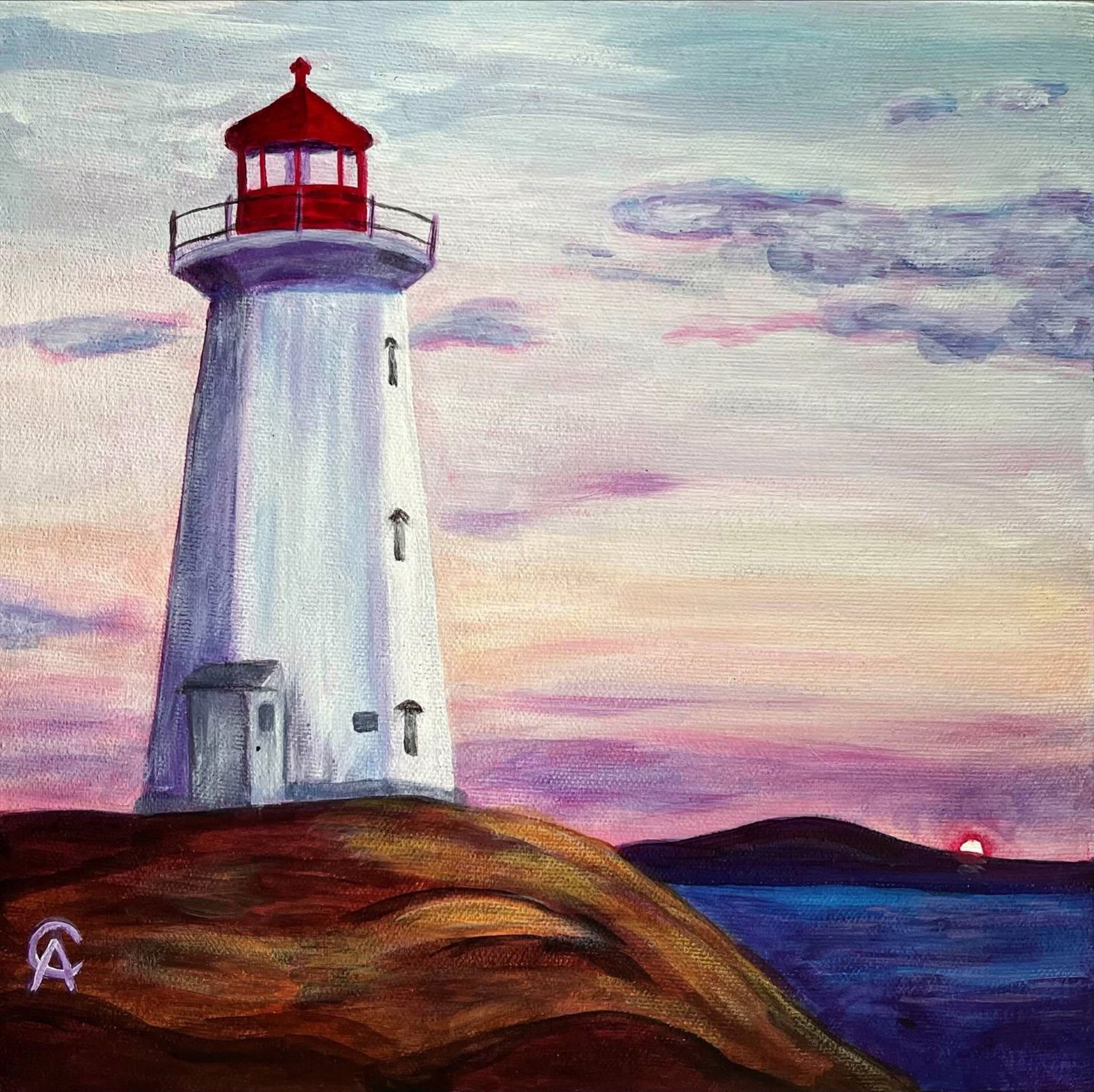 Sunset Lighthouse by Anne Cutting