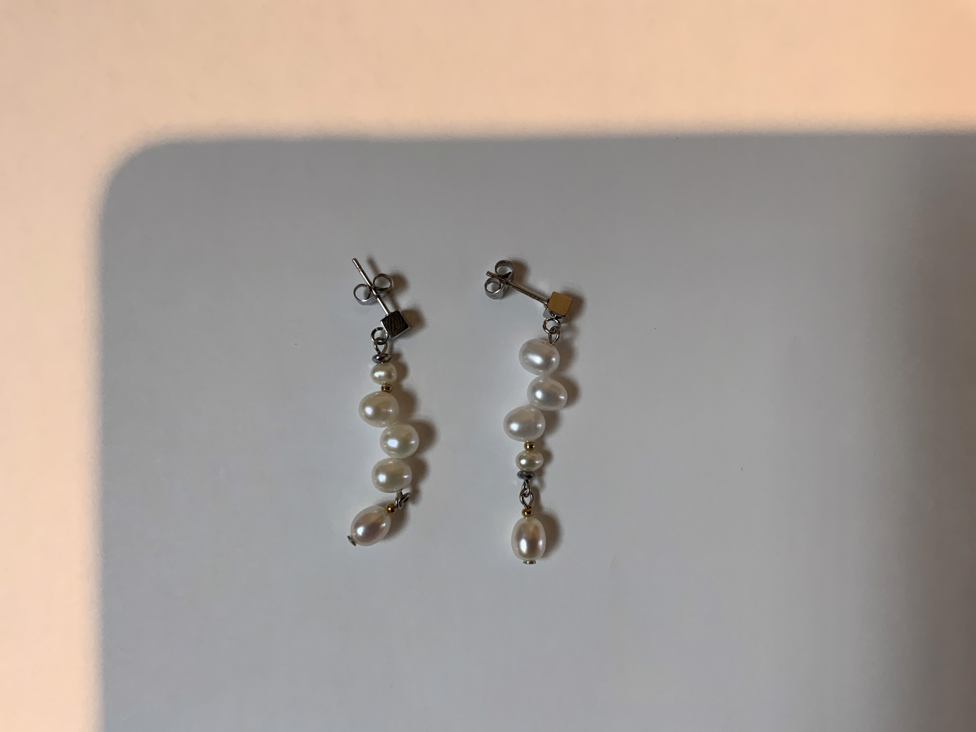 Sterling Silver Bar and Pearl Earrings by Coeur de Lion Nikaia Inc.