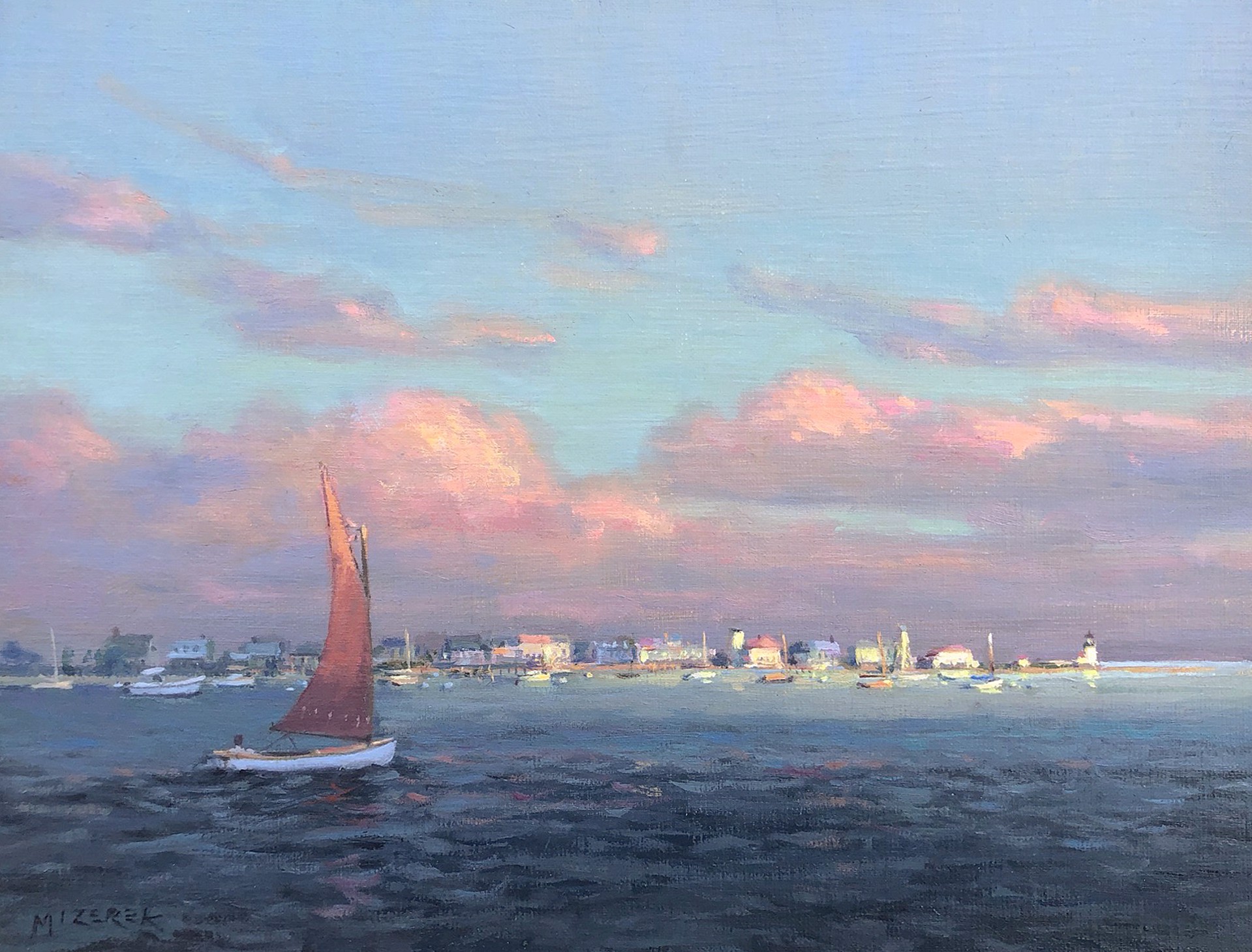 Nantucket Sunset Harbor by Leonard Mizerek