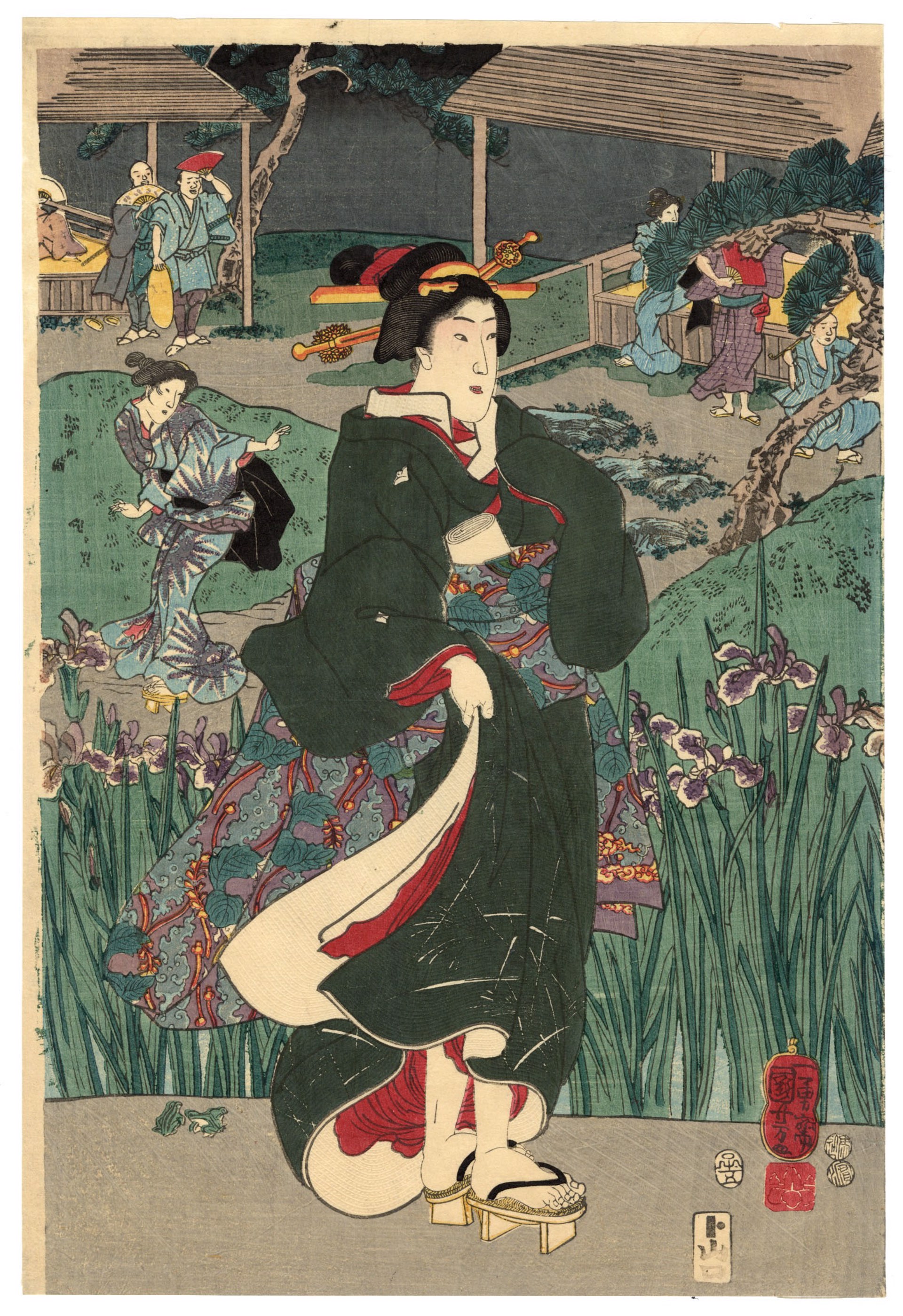 Beauties in an Iris Garden by Kuniyoshi