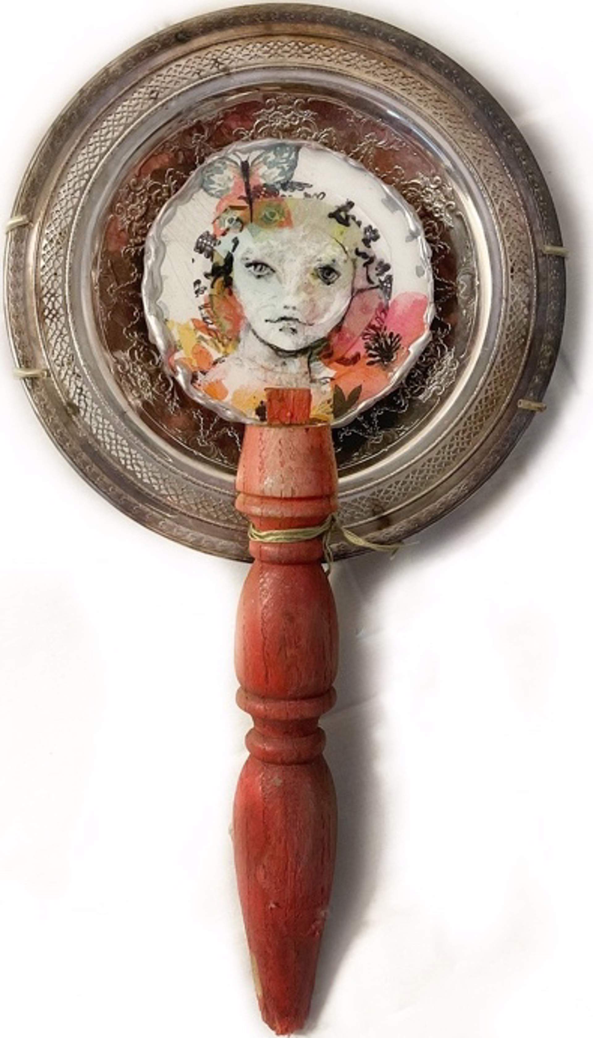 Woven Reflections | Small Face on Silver Plate by Shellie Lewis Crisp
