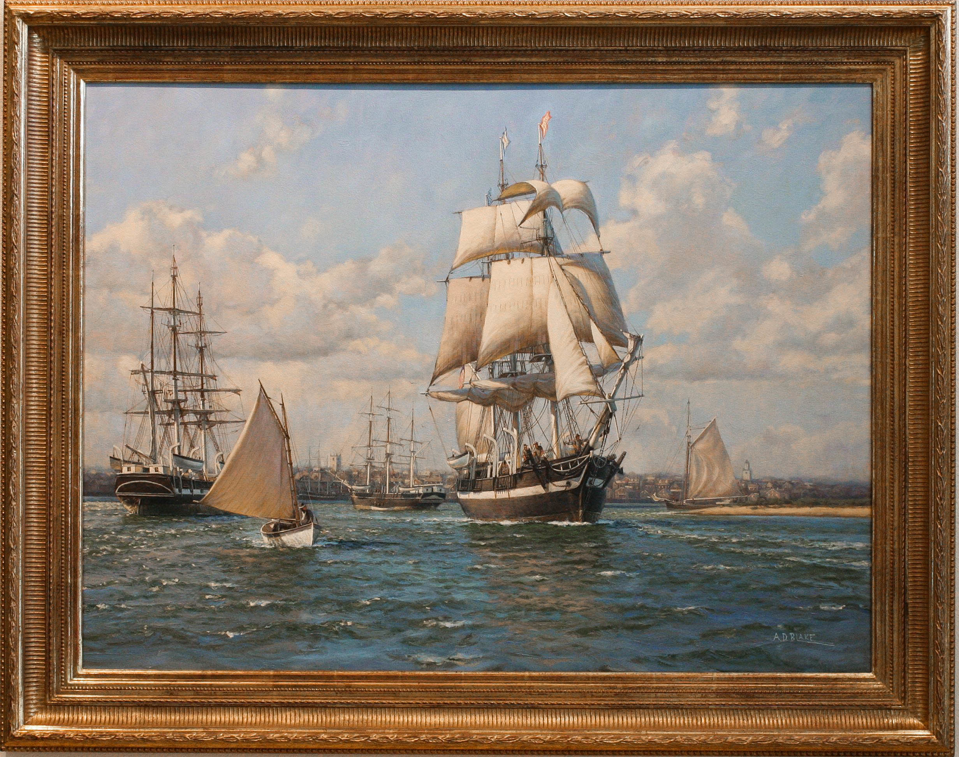 Whaler Essex Leaving on her Maiden Voyage by Anthony D. Blake