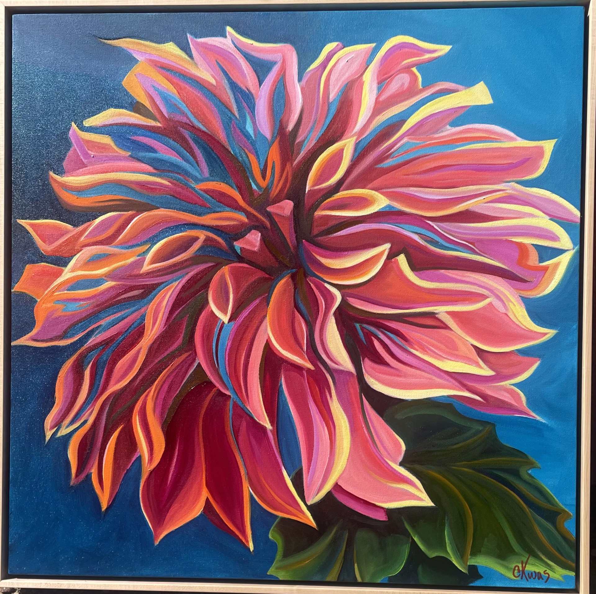 Blue Fire Dahlia by Caroline Kwas