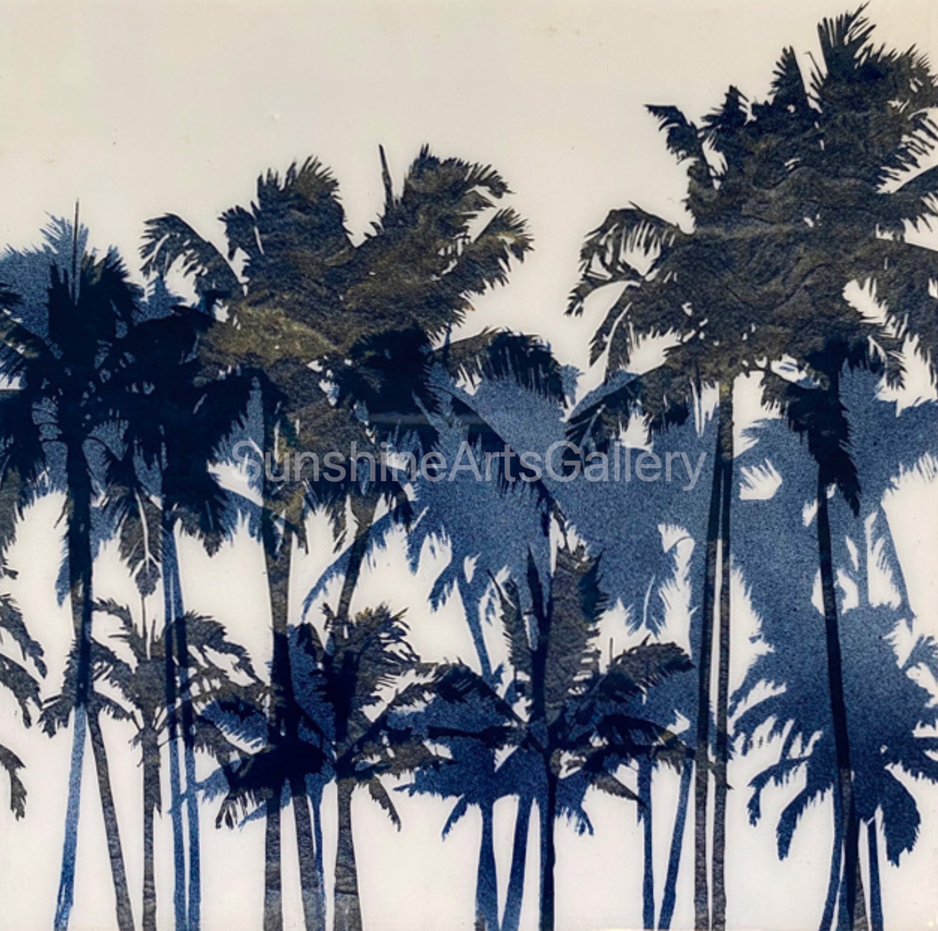 Blue and white Palms by Pati O'Neal