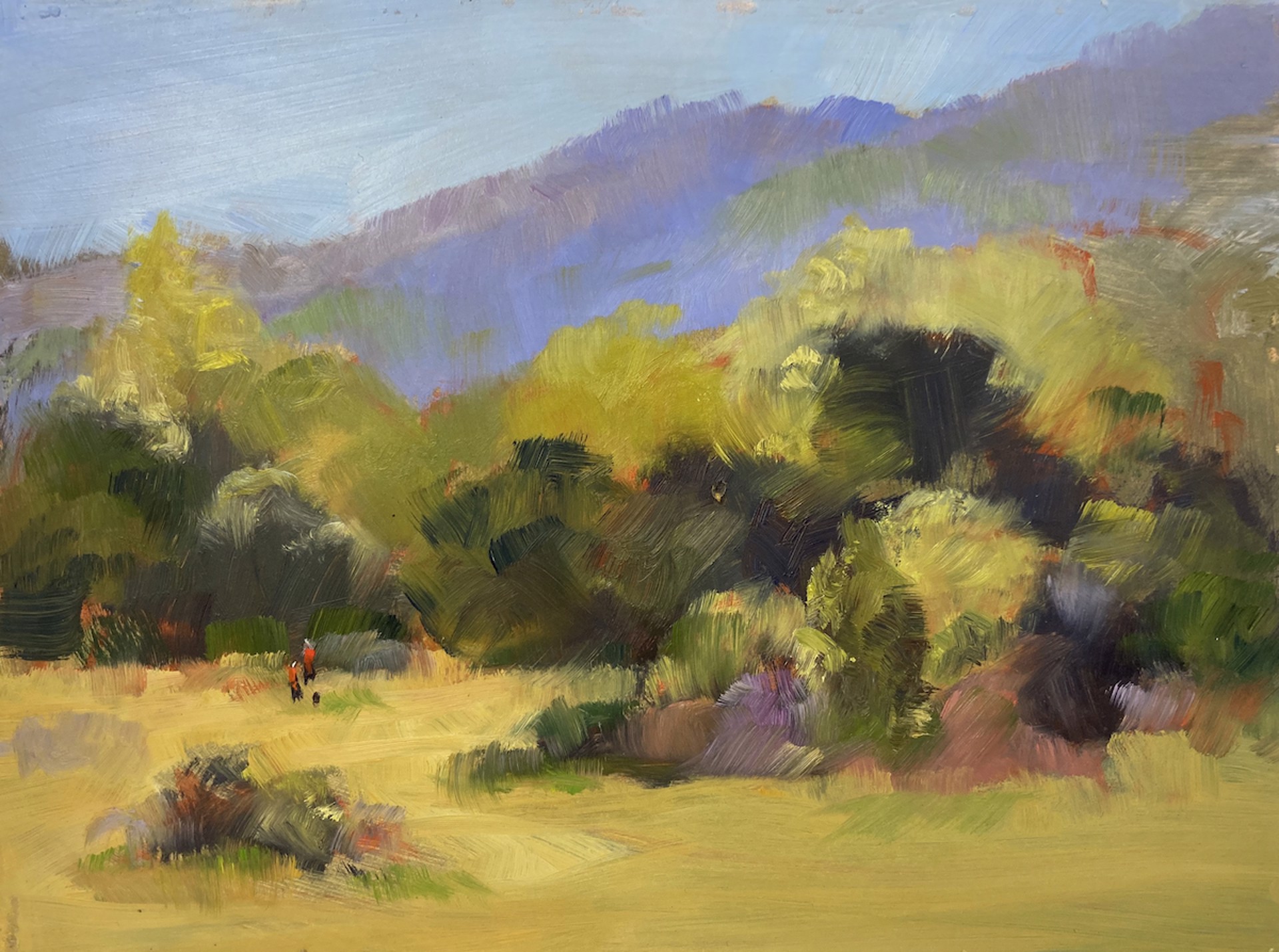 Purple Mountains and the Dog at Garland Ranch by Cornelia Emery
