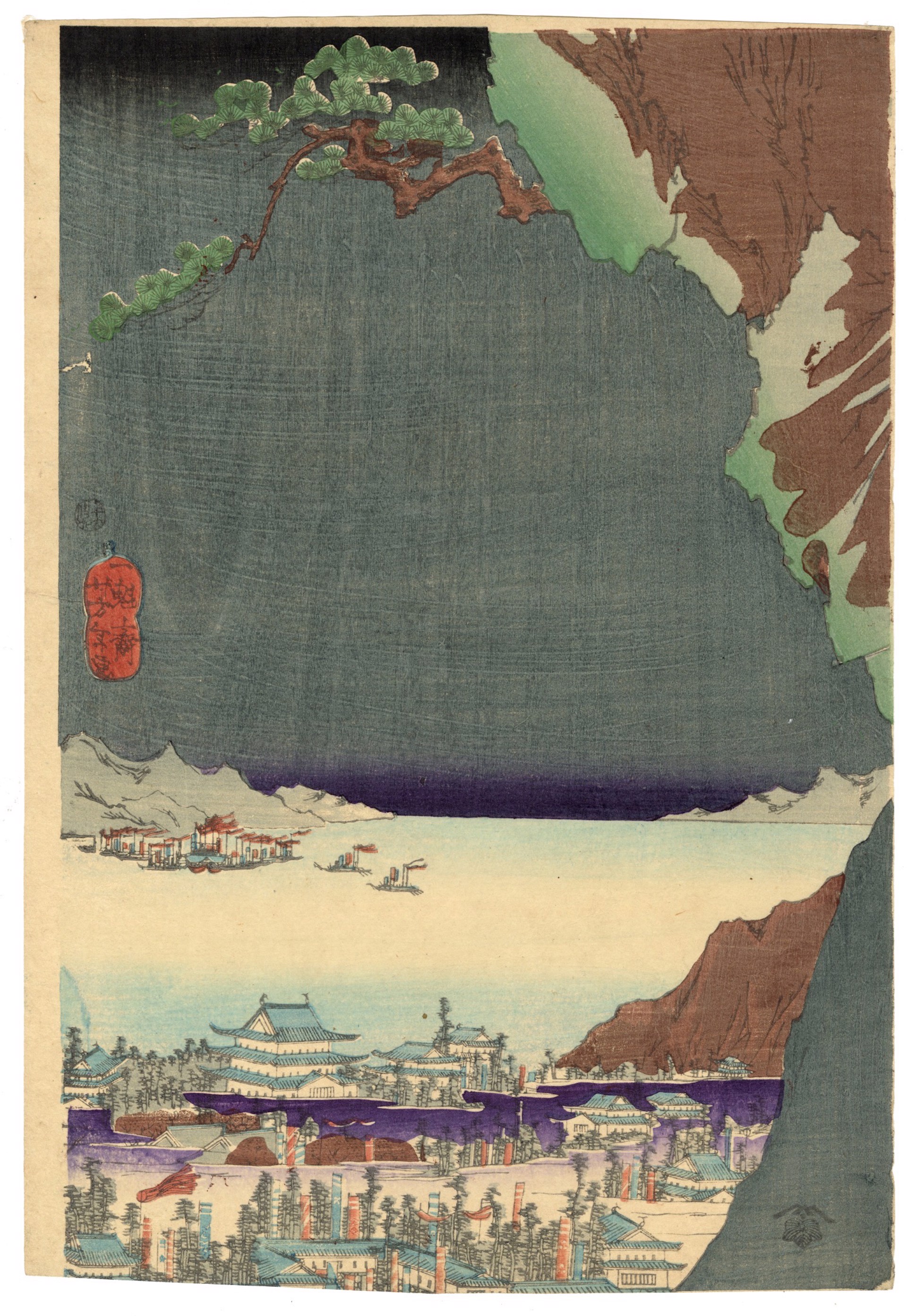 The Decent from Hiyodorigae Pass at the Battle of Ichi no Tani by Yoshitoshi
