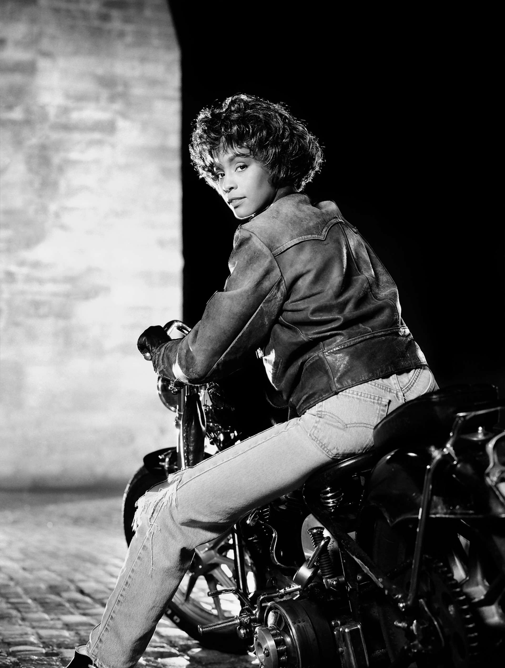 90115 Whitney Houston Over The Shoulder Bike BW by Timothy White