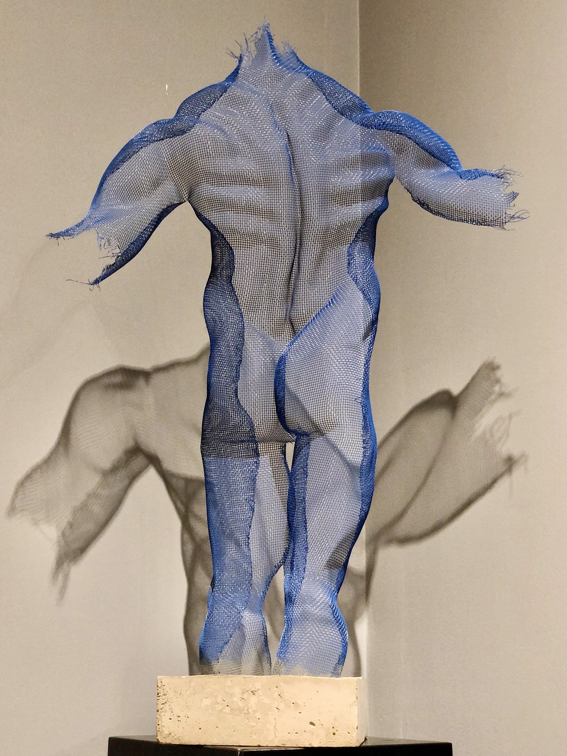 Mesh Male Blue Sculpture by Ofer Rubin