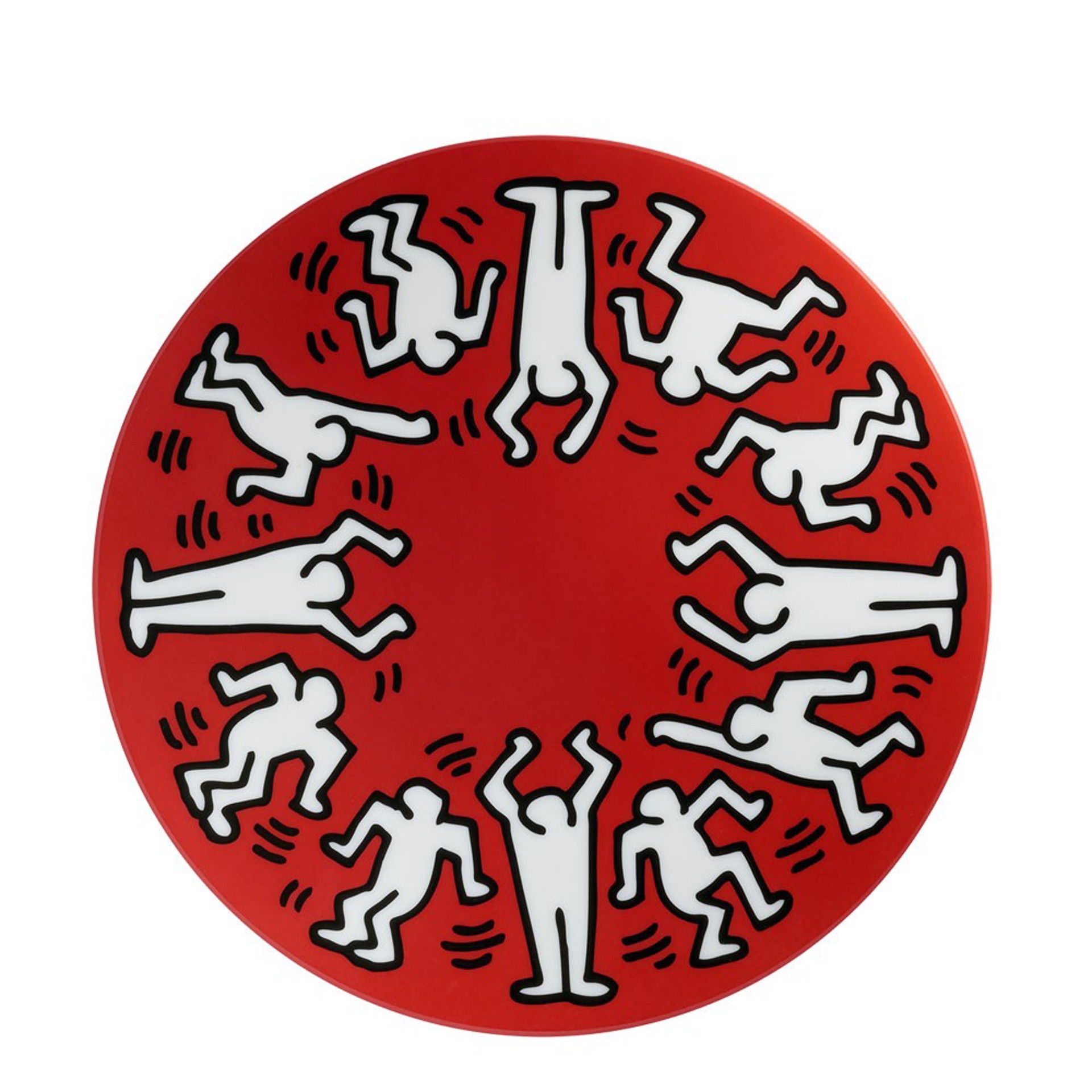 White on Red Plate by Keith Haring