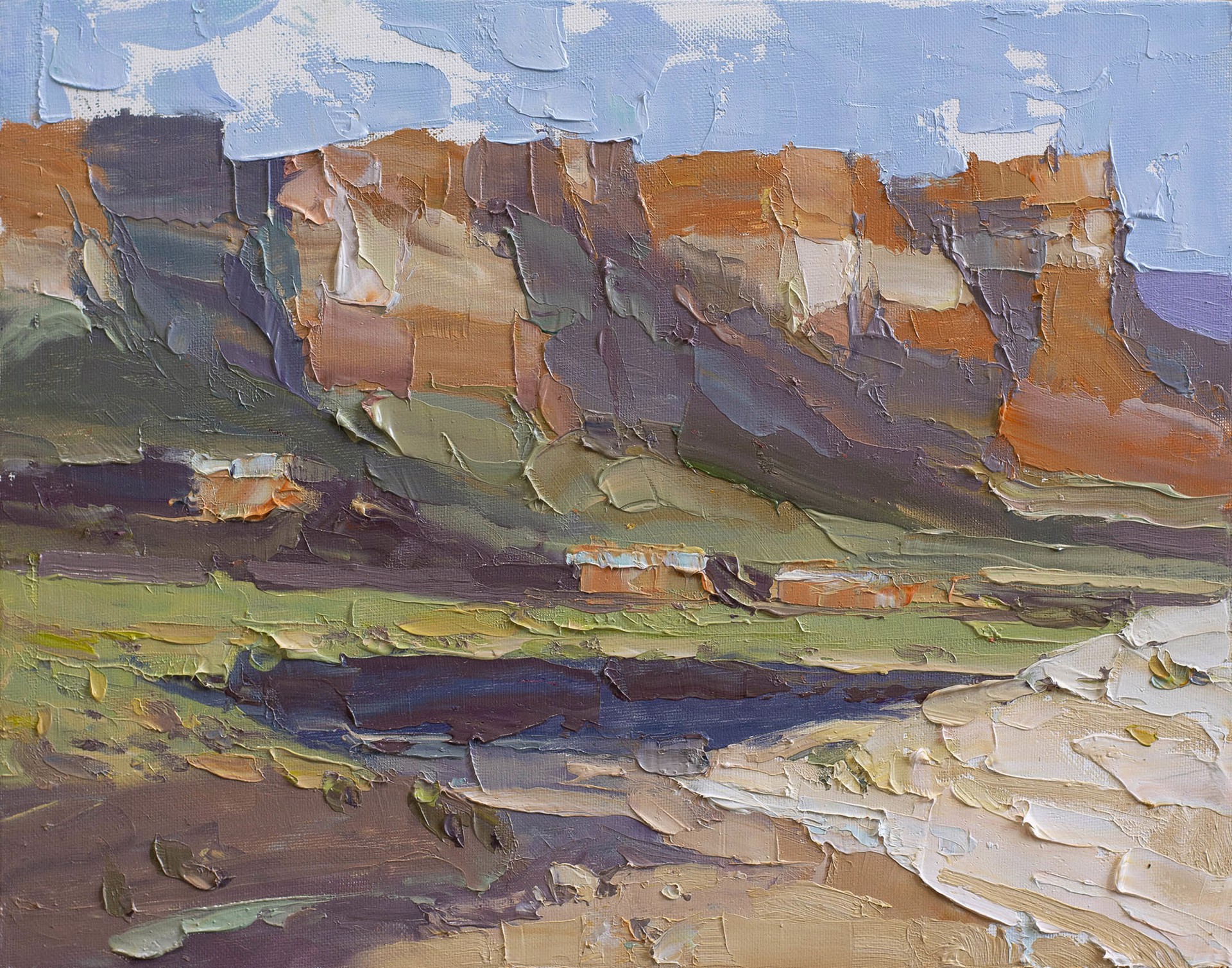 Original Oil Painting Featuring A Desert Landscape Of Vermillion Cliffs