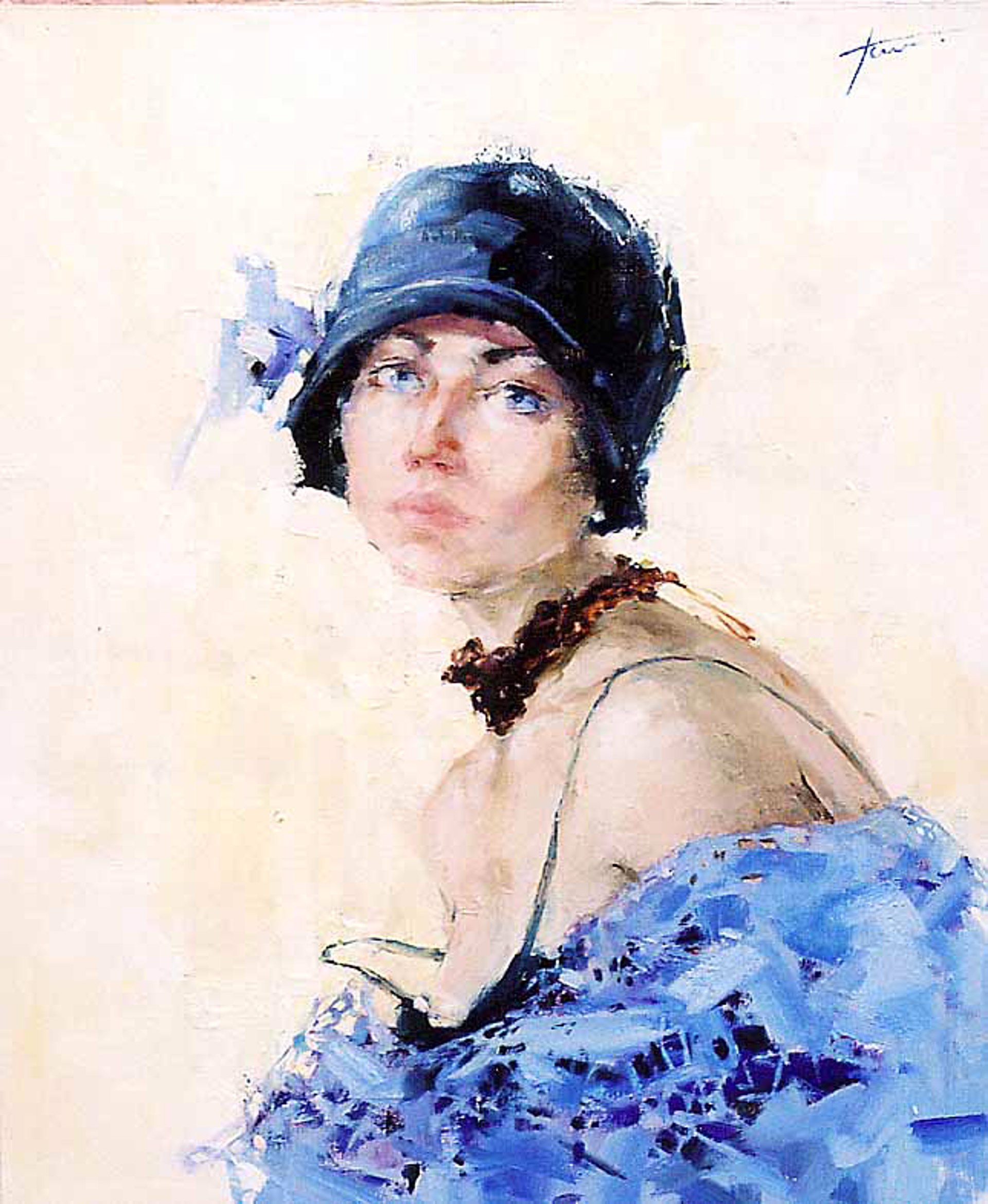 Self Portrait in Blue by Yana Golubyatnikova