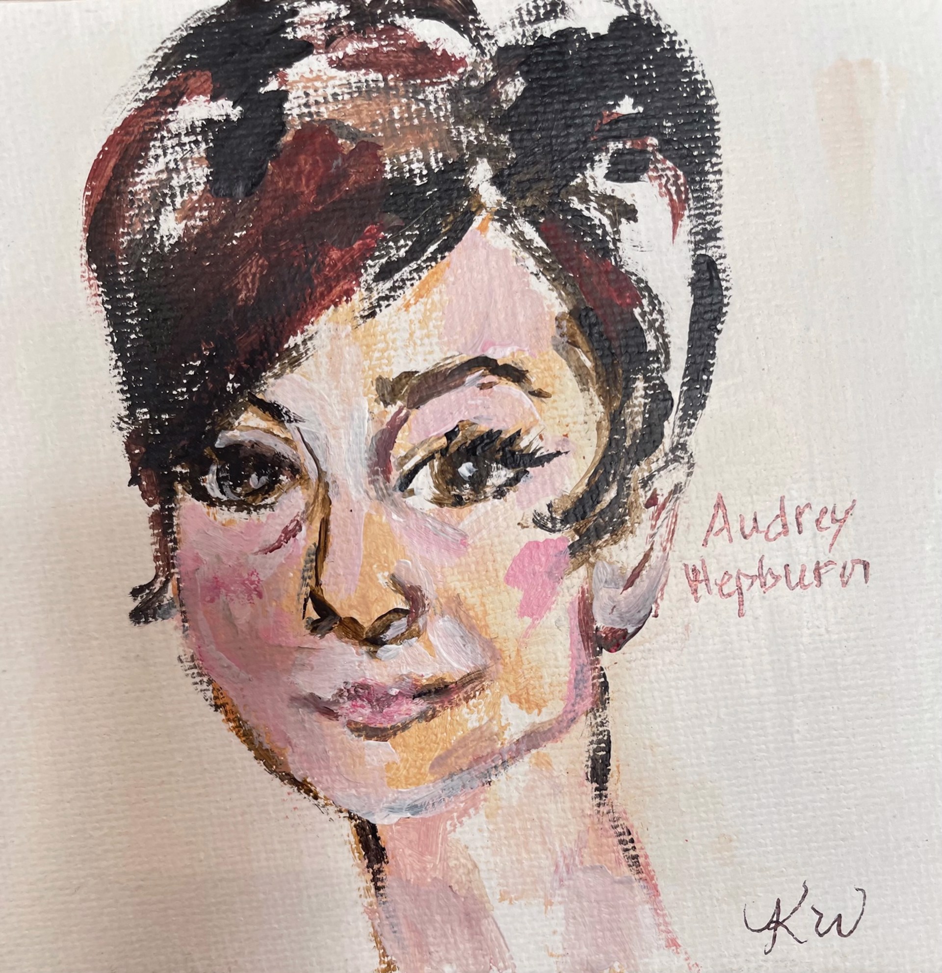 Audrey Hepburn Mini Painting by Kathy Willingham