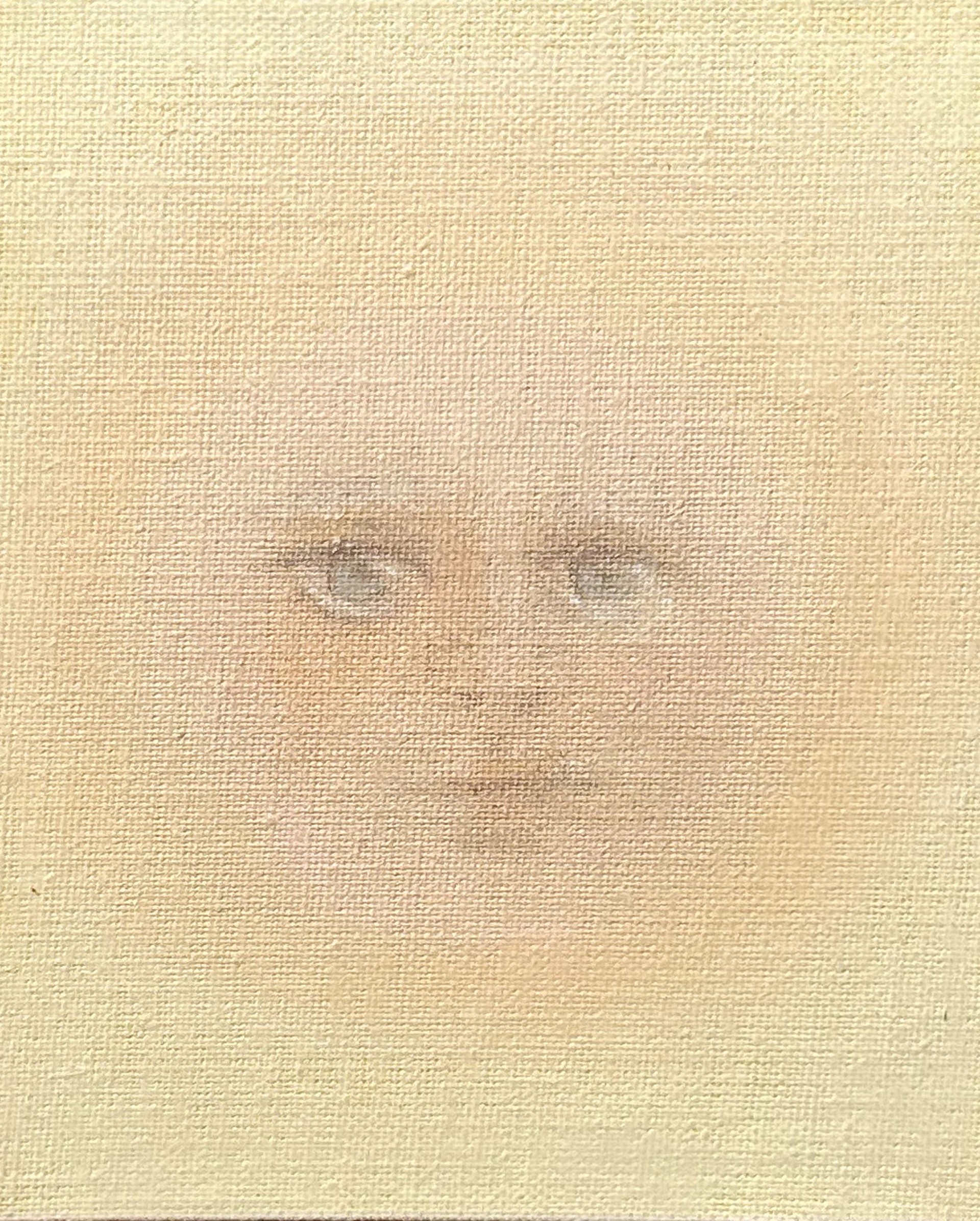 Moonface - pale pink on pale yellow by Leila McConnell