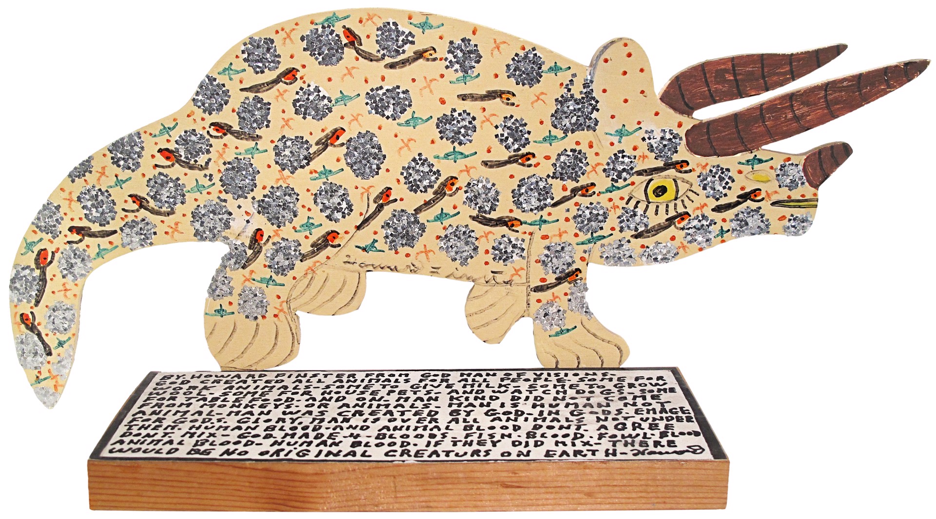 Triceratops with Glitter by Howard Finster