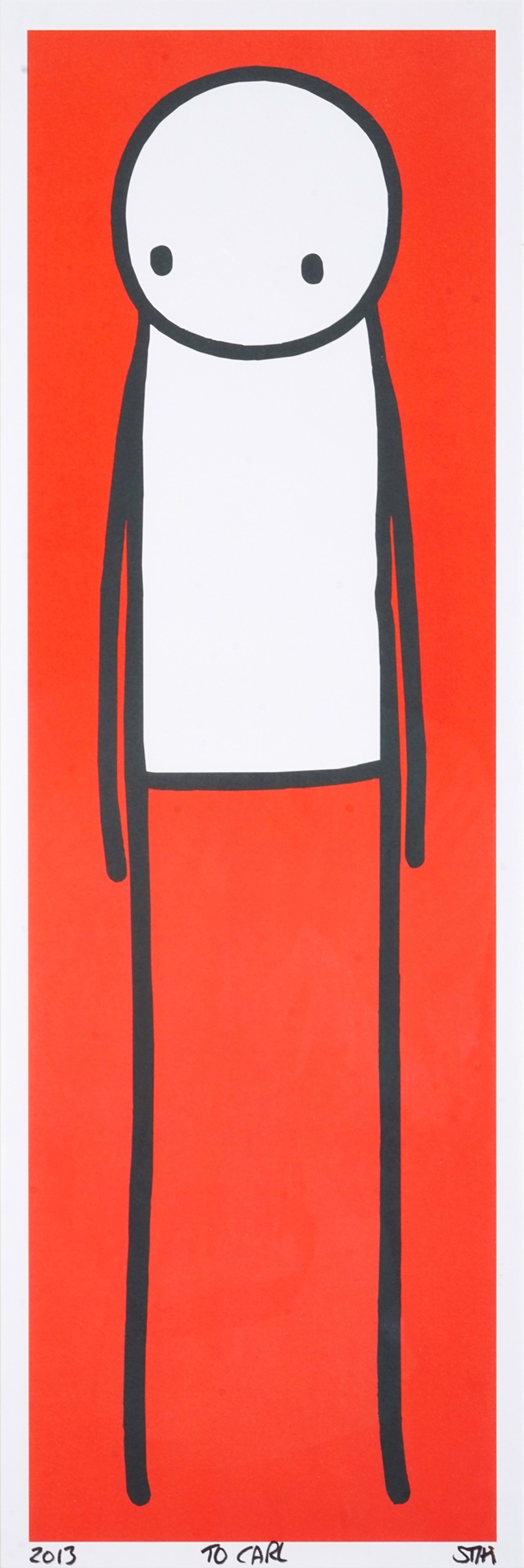 Standing Figure (Unfolded UK Big Issue Red) by Stik