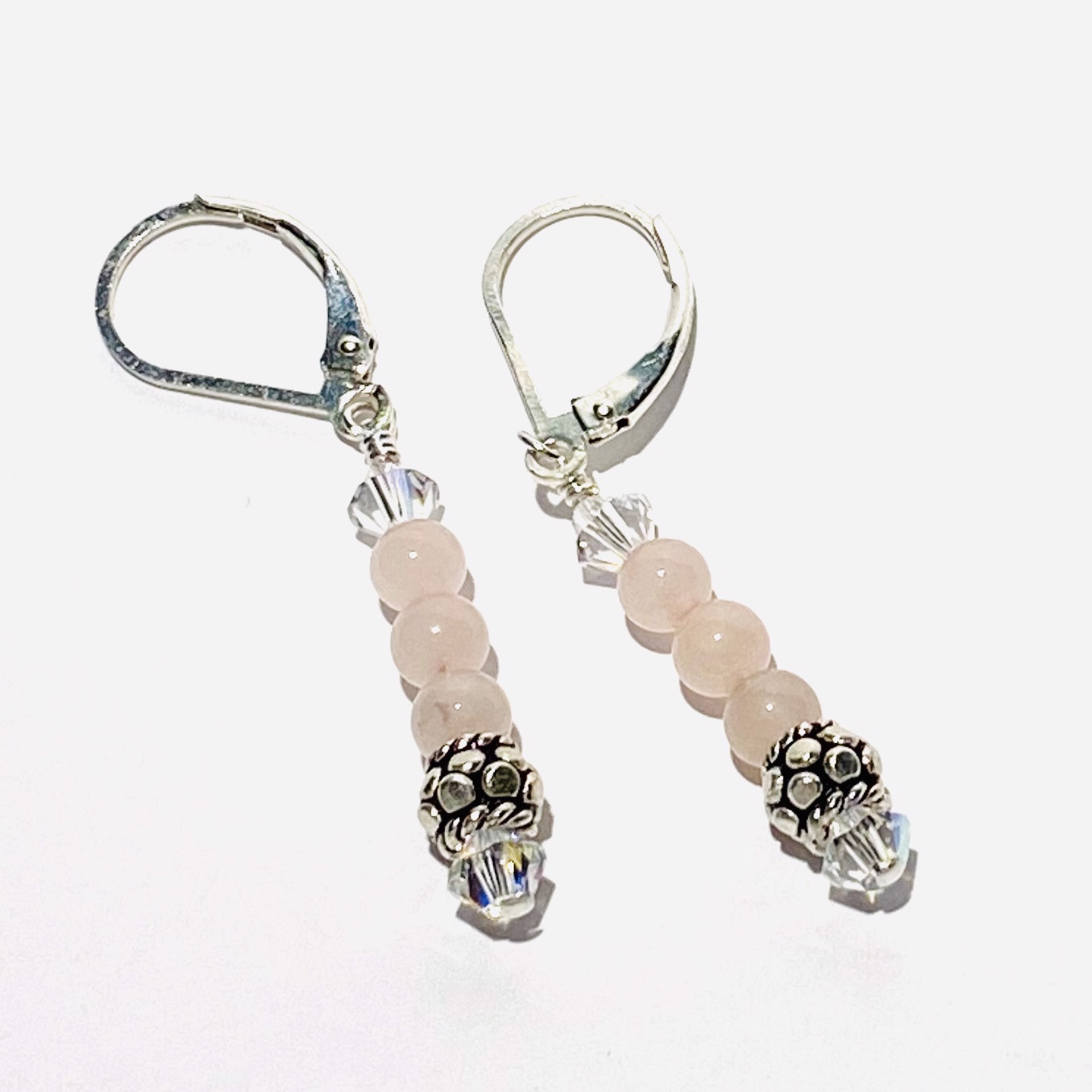 Rose Quartz Beads on Silver Earrings SHOSH20-63 by Shoshannah Weinisch