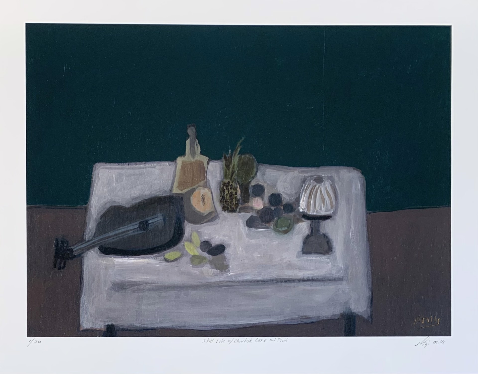 Still Life with Charlotte Cake and Fruit by Gigi Prints