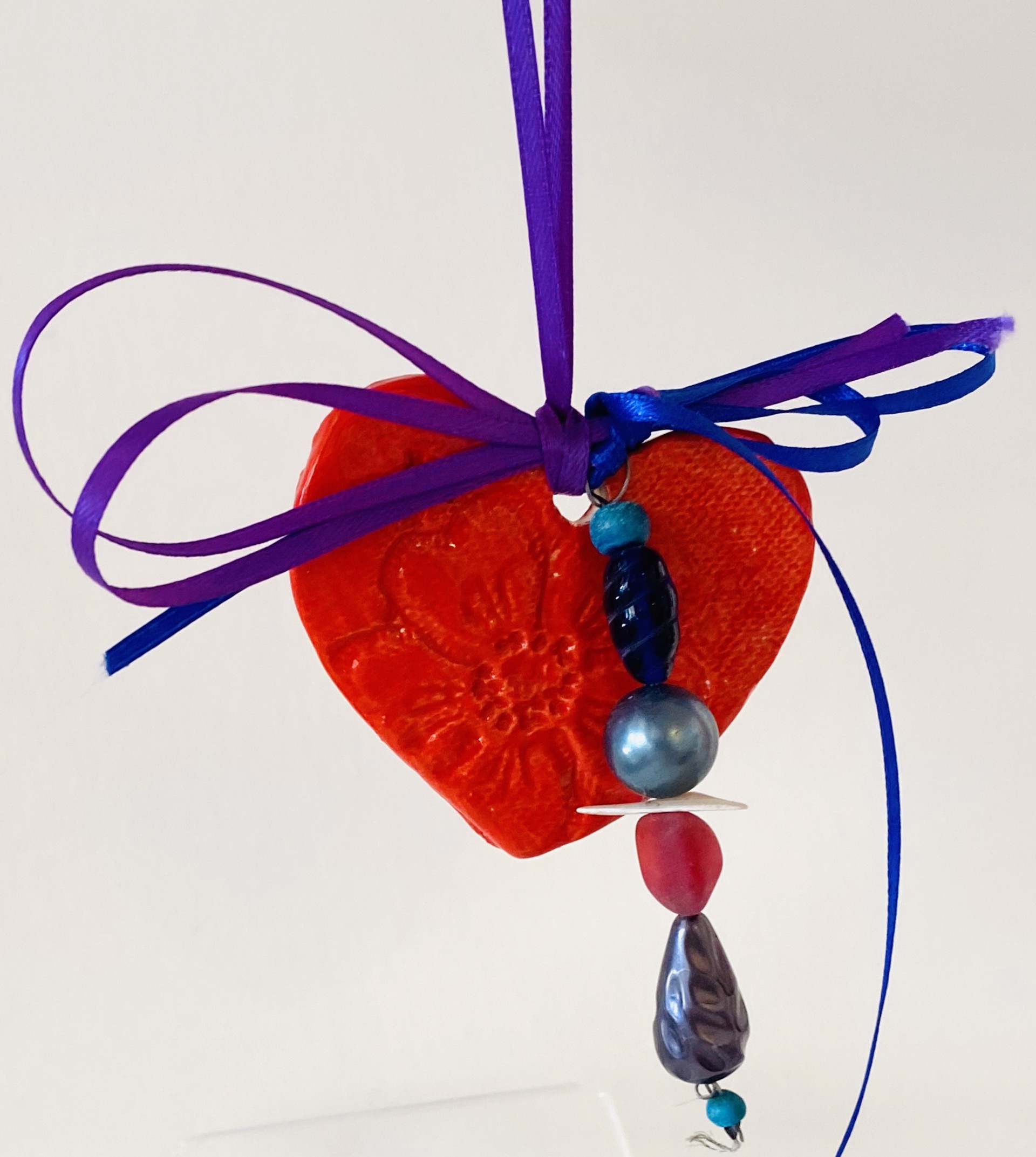 Heart Ornament with flower detail, #2 by Judy Kepley