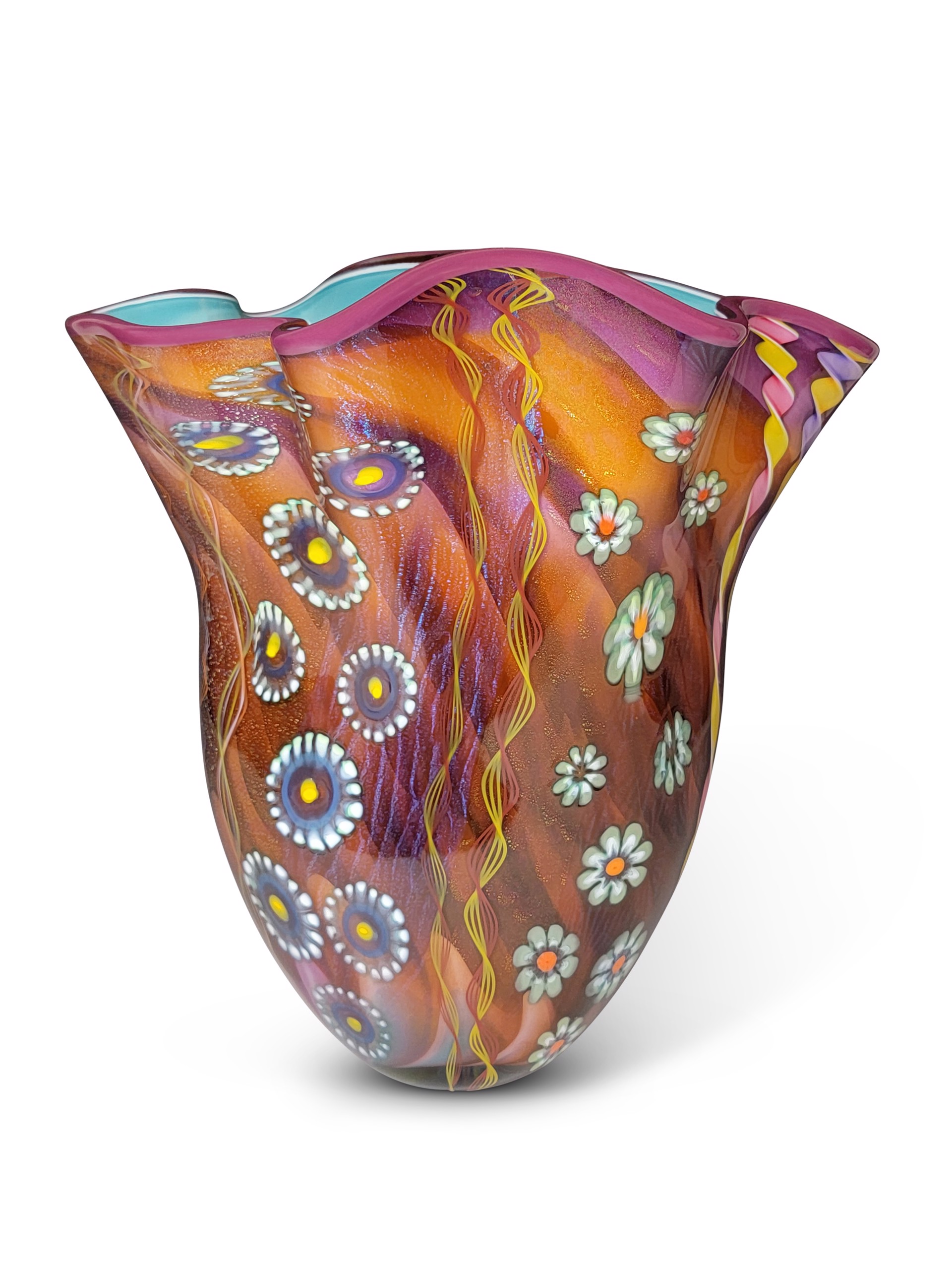 Seascape Fan Vase (Aurora and Amethyst) by Ken Hanson & Ingrid Hanson