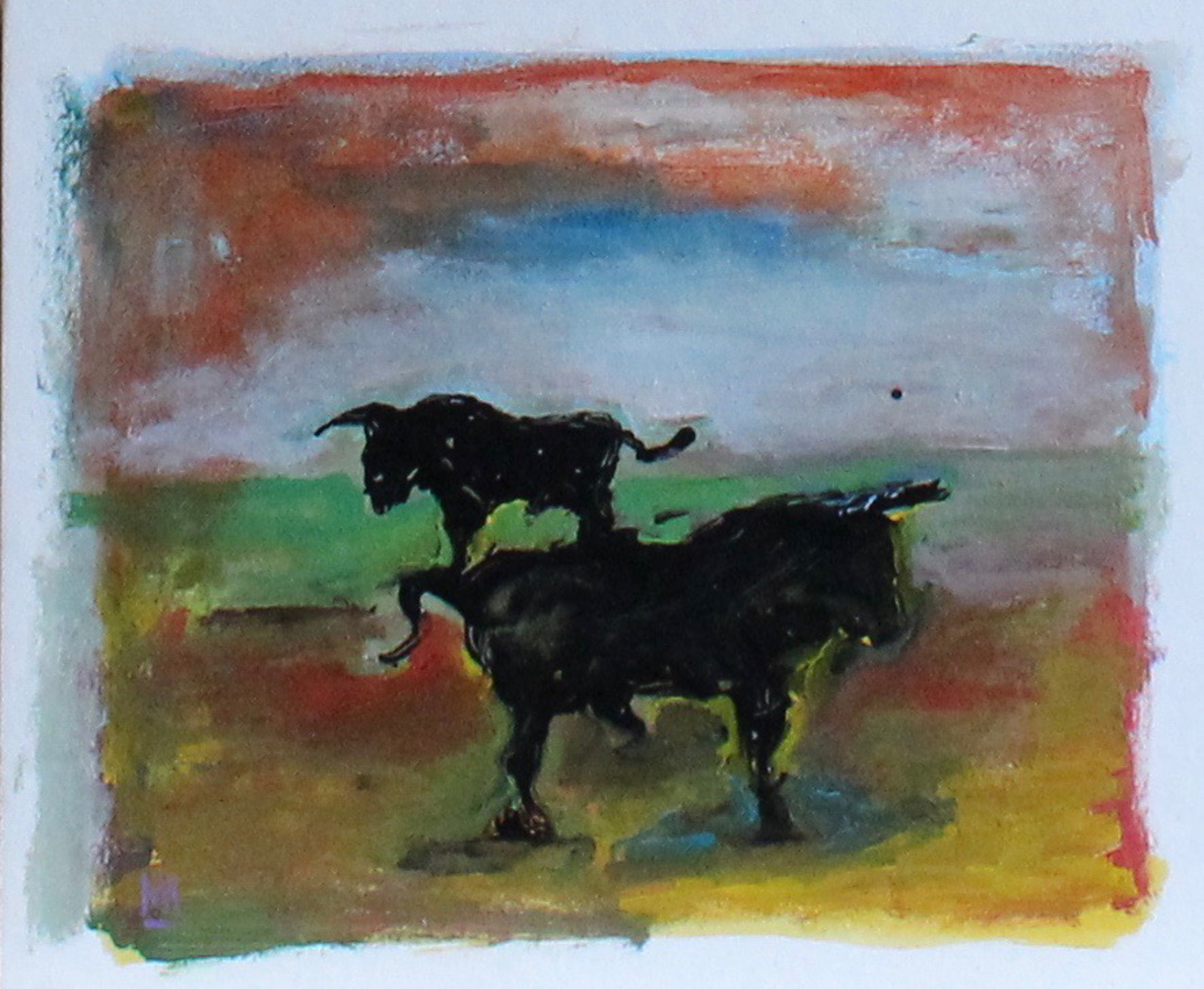 Two Bulls in a Field by Michael Snodgrass