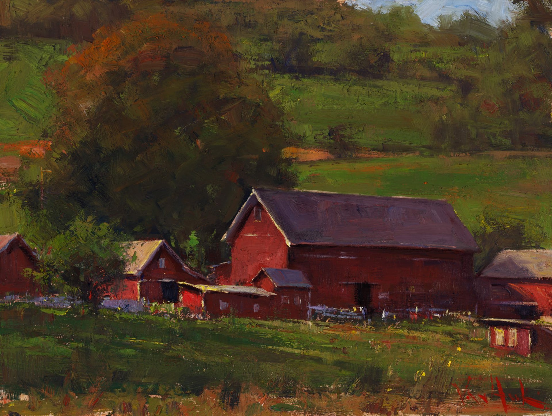 Barns In Early Autumn by George Van Hook