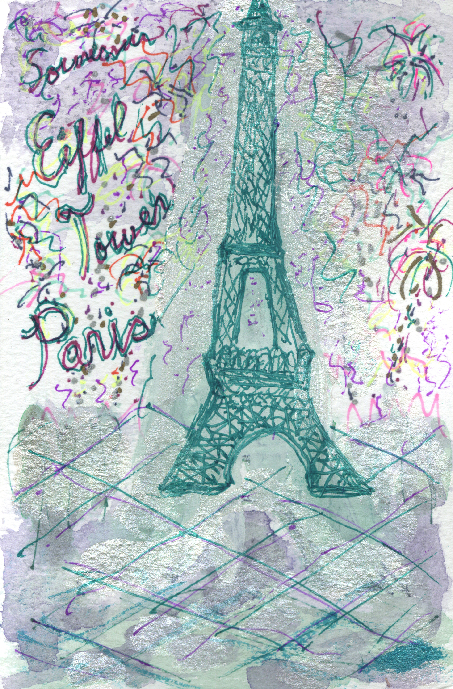 Postage Stamp/Postcard Series: Eiffel Tower Paris Souvenir by David Barnett
