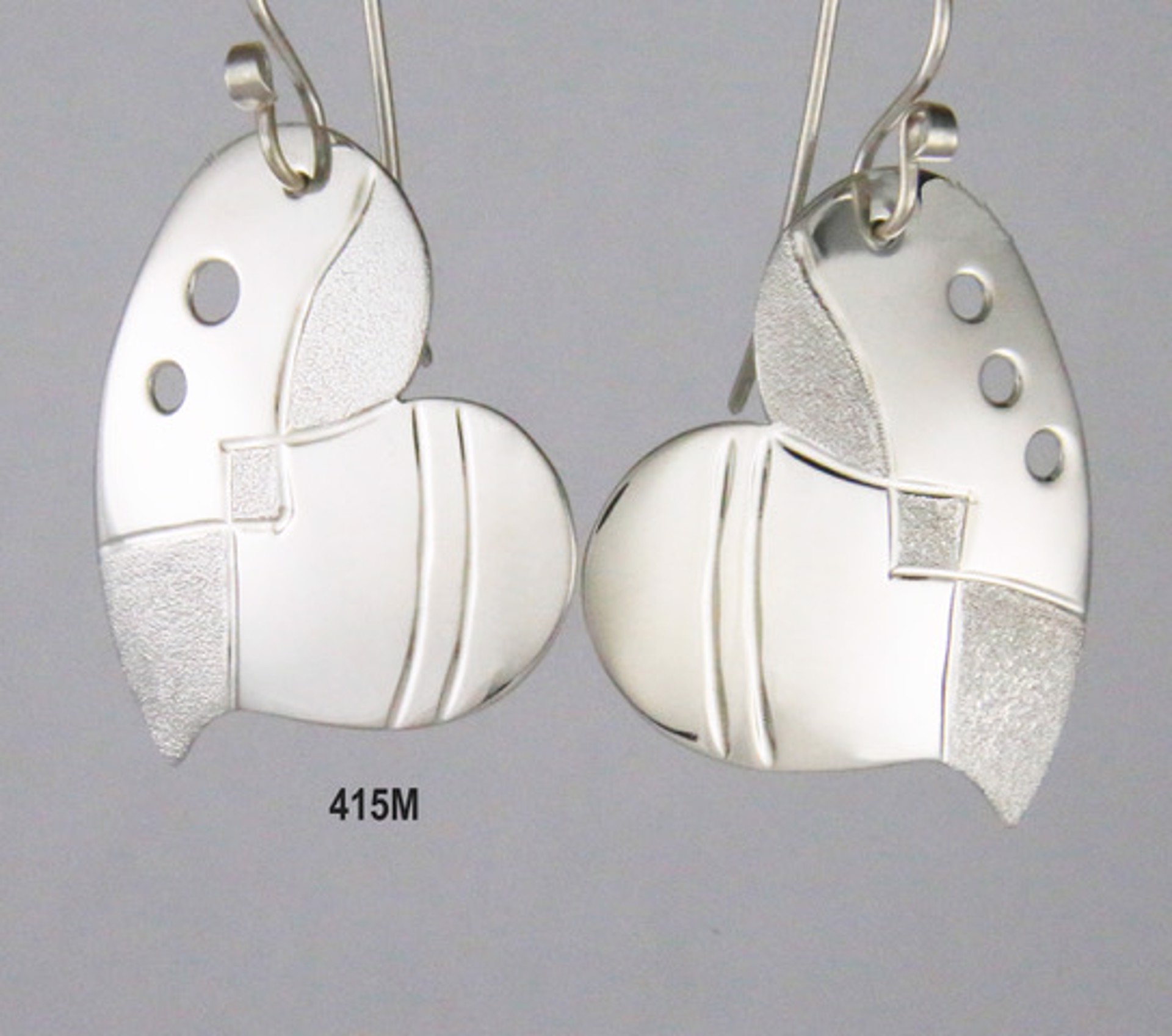 Earrings - Heart Hand Engraved Sterling Silver - #415M by Ken and Barbara Newman