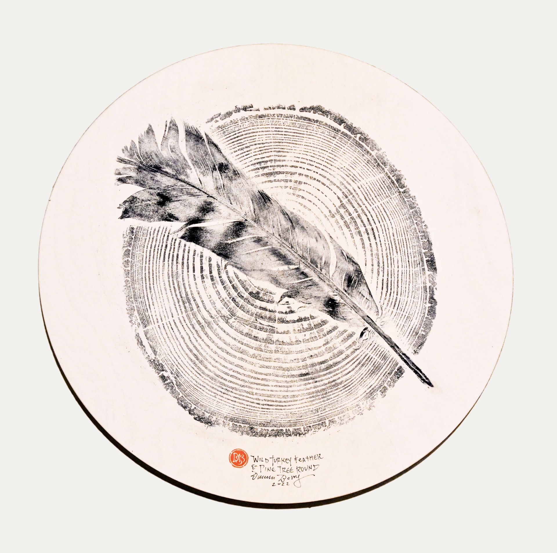 Turkey Feather & Pine Tree Round by Duncan Berry